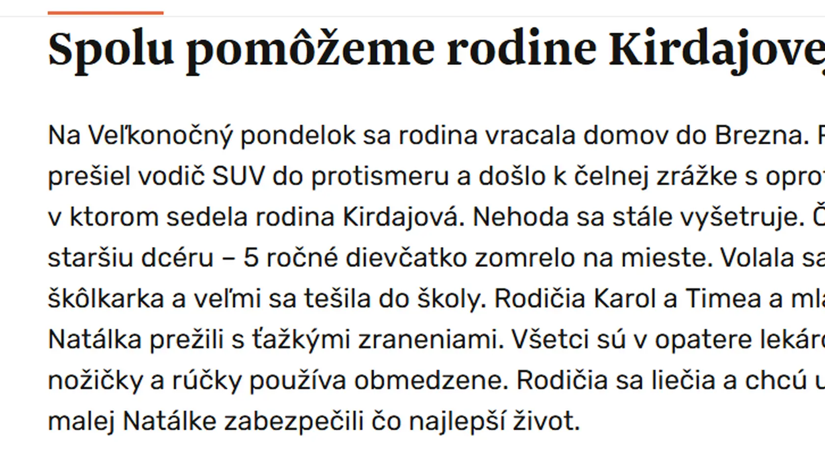 Detaily výzvy na portáli Donio, Na pomoc rodine prispelo už vyše 1300 ľudí.