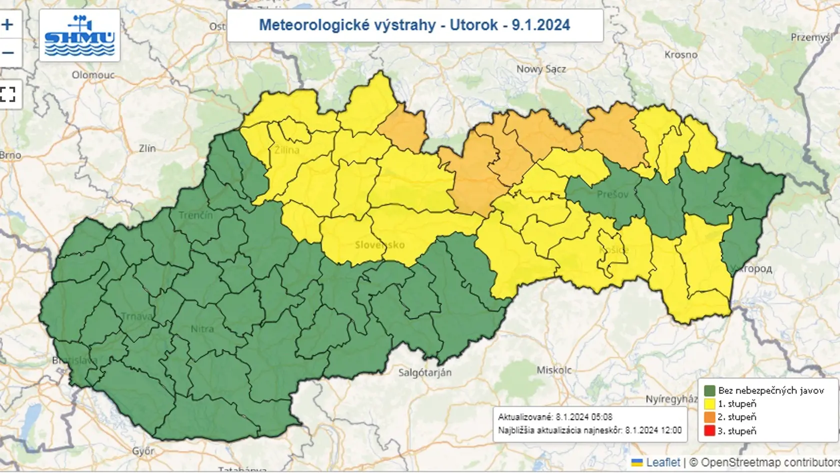Meteorologické výstrahy na prvé tri dni po vianočných prázdninách.
