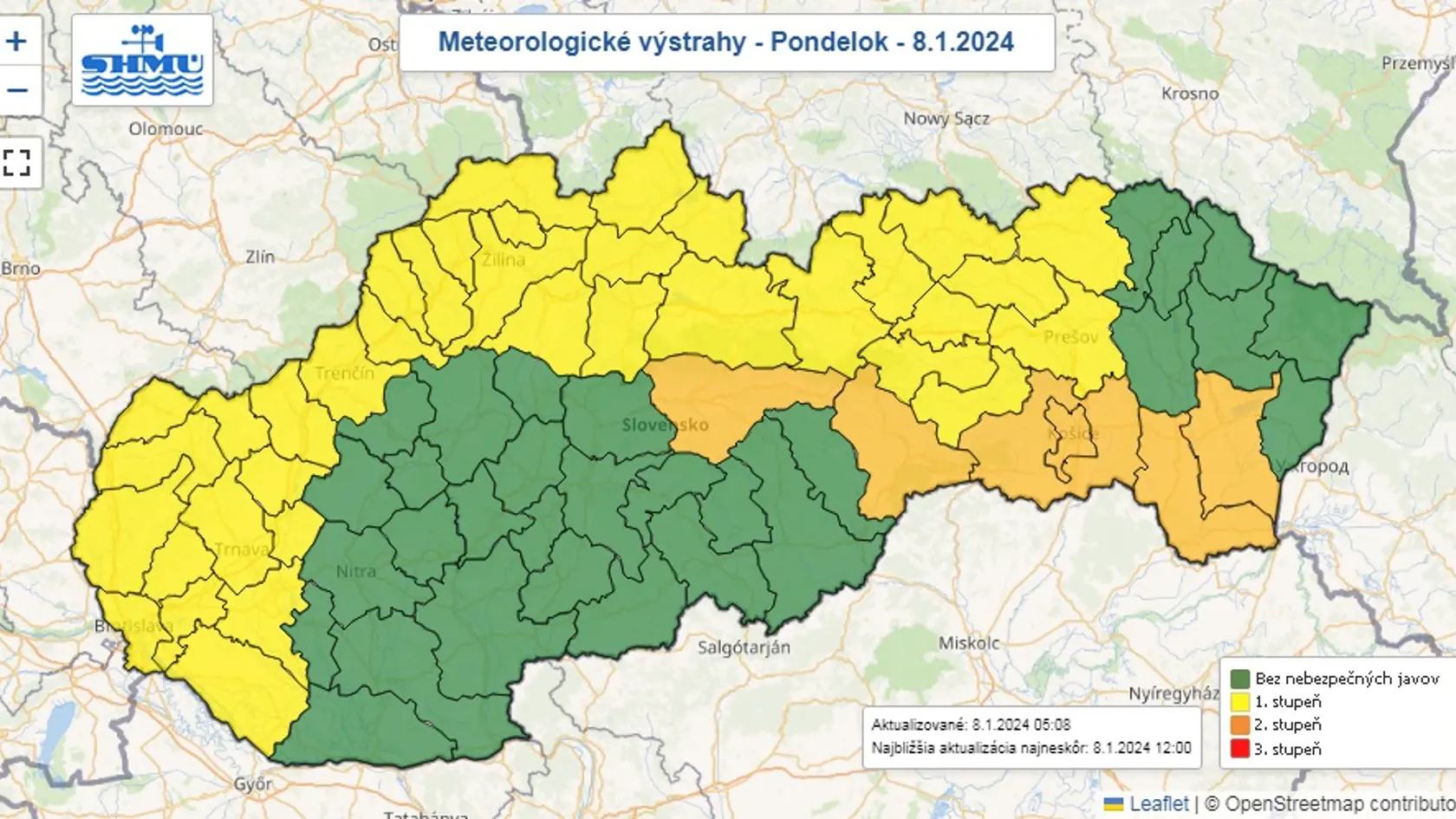 Meteorologické výstrahy na prvé tri dni po vianočných prázdninách.