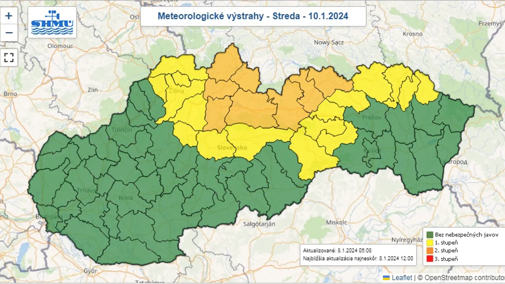 Meteorologické výstrahy na prvé tri dni po vianočných prázdninách.