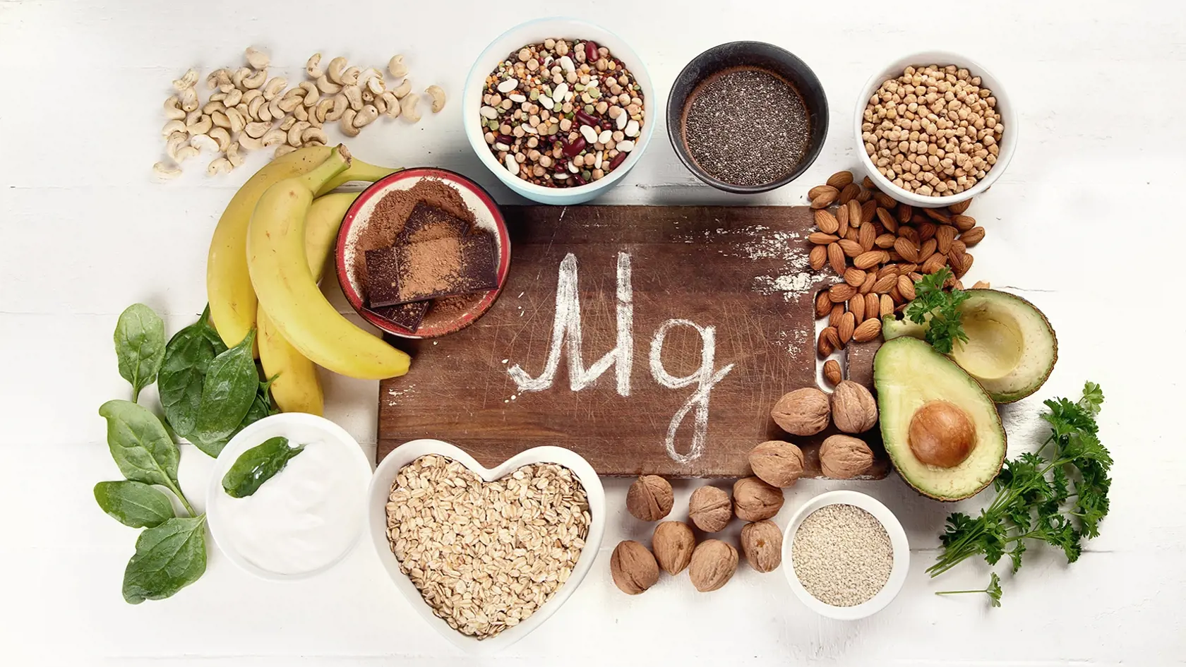 Magnesium,Rich,Foods.,Top,View.,Healthy,Eating