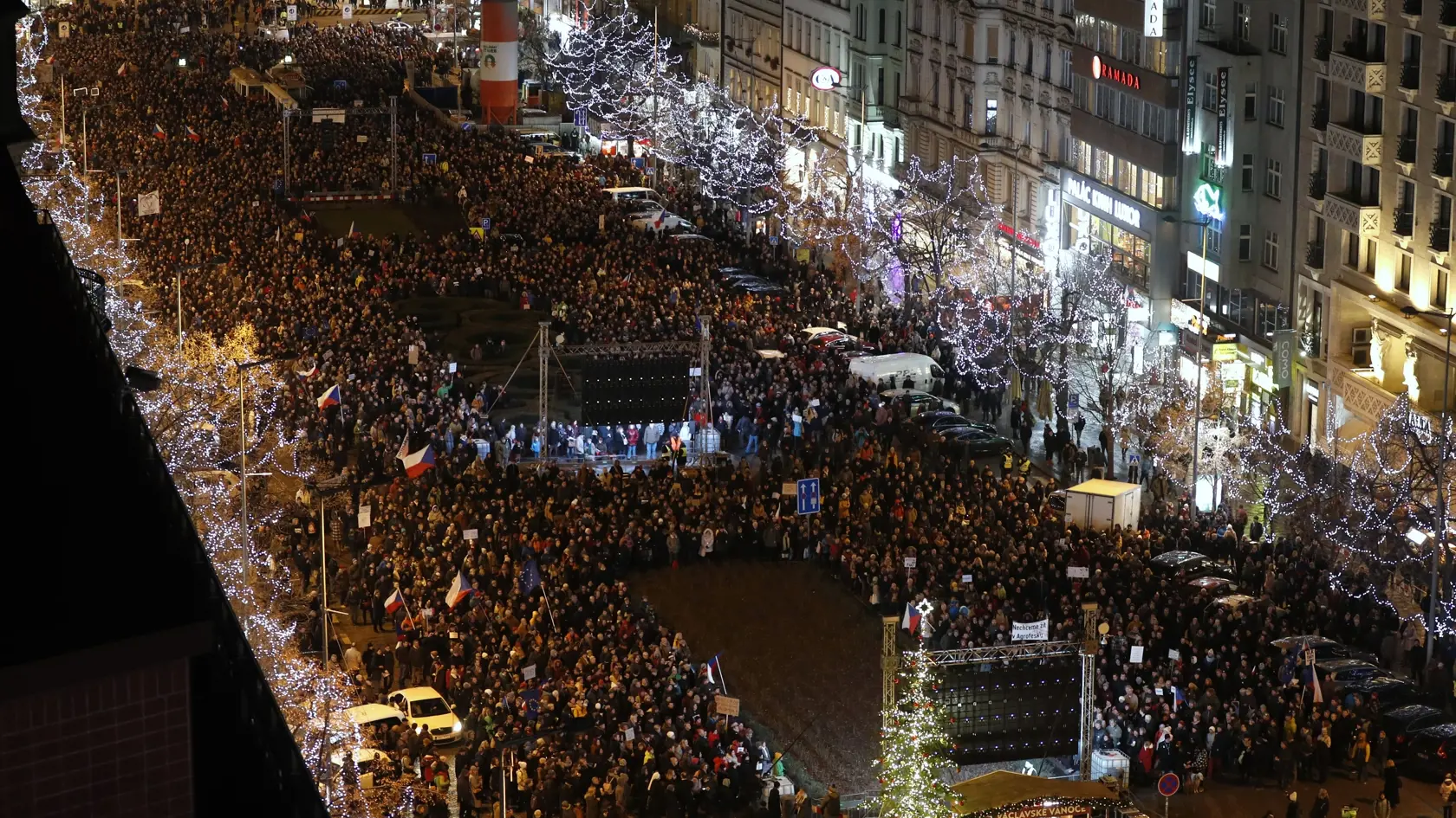 WA 30 Praha - Demonštranti protestujú proti českému premiérovi Andrejovi Babišovi na Václavskom námestí v Prahe 10. decembra 2019.  FOTO TASR/AP

Several thousands demonstrators gather to demand the resignation of Czech Republic's Prime Minister Andrej Babis, at the Wenceslas square in Prague, Czech Republic, Tuesday, Dec. 10, 2019. Babis faces legations that he has misused EU subsidies for a farm he transferred to his family members, though he denies wrongdoing. (AP Photo/Petr David Josek)