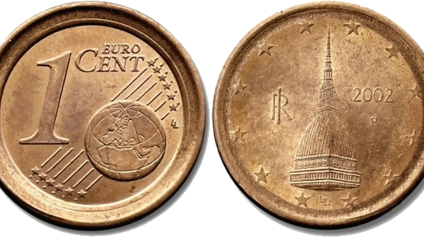 1 centová minca, ktorá bola omylom vyrazená na kov pre 2 centovú mincu. Jej hodnota je približne 6 600 €.