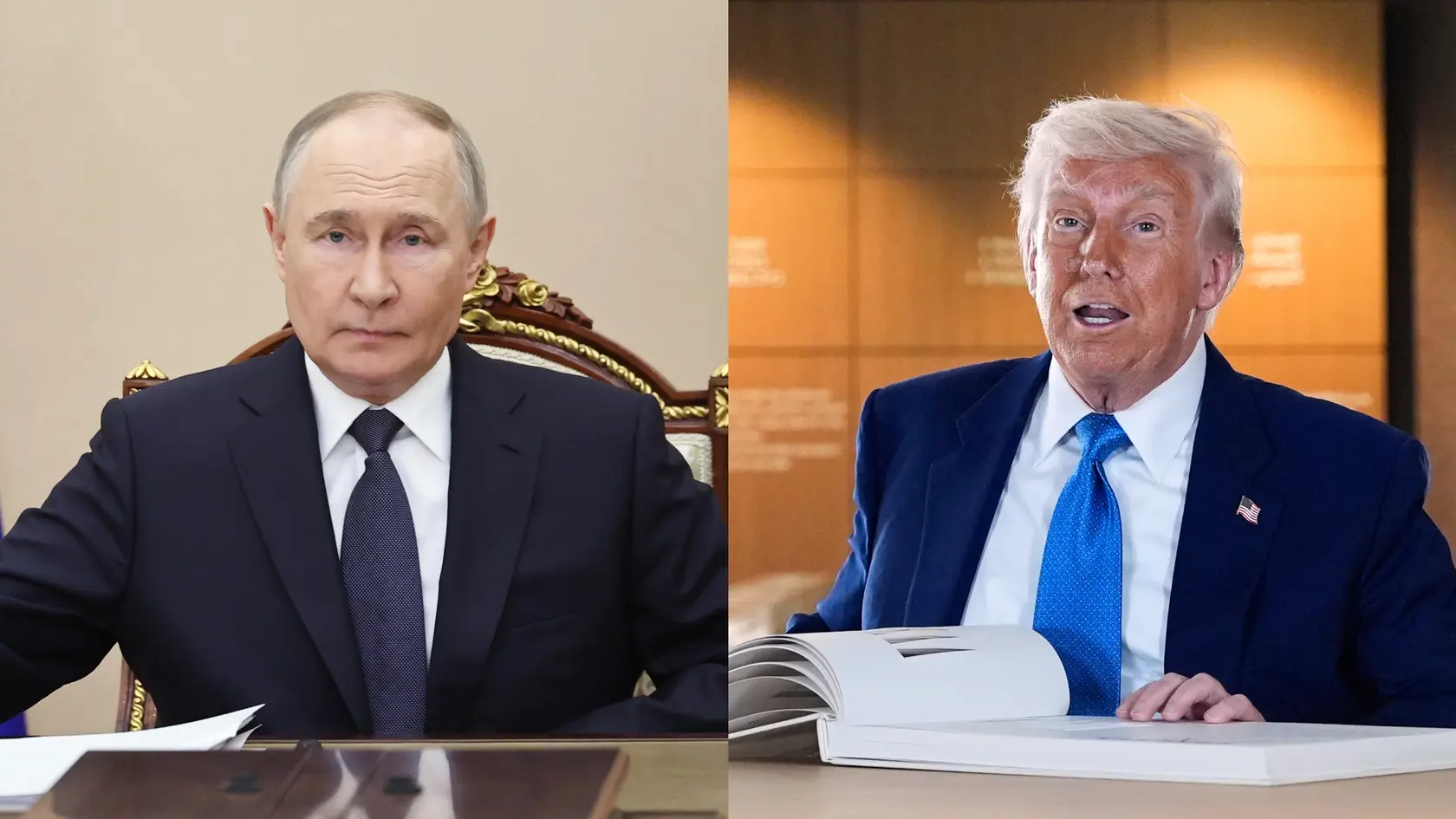 Na snímke je ruský prezident Vladimir Putin a prezident USA Donald Trump.