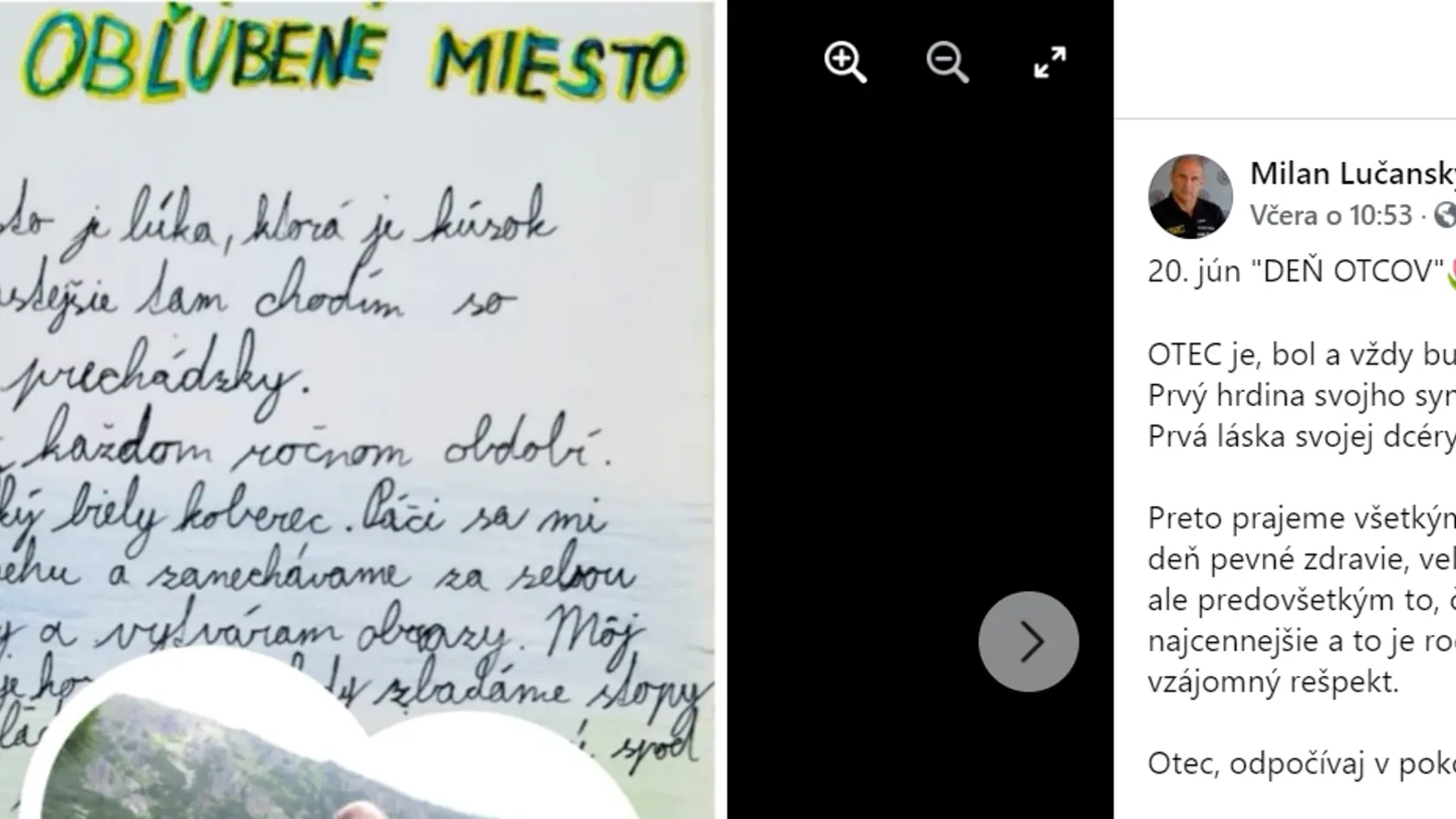 Srdcervúce vyznanie pre nebohého Milana Lučanského.