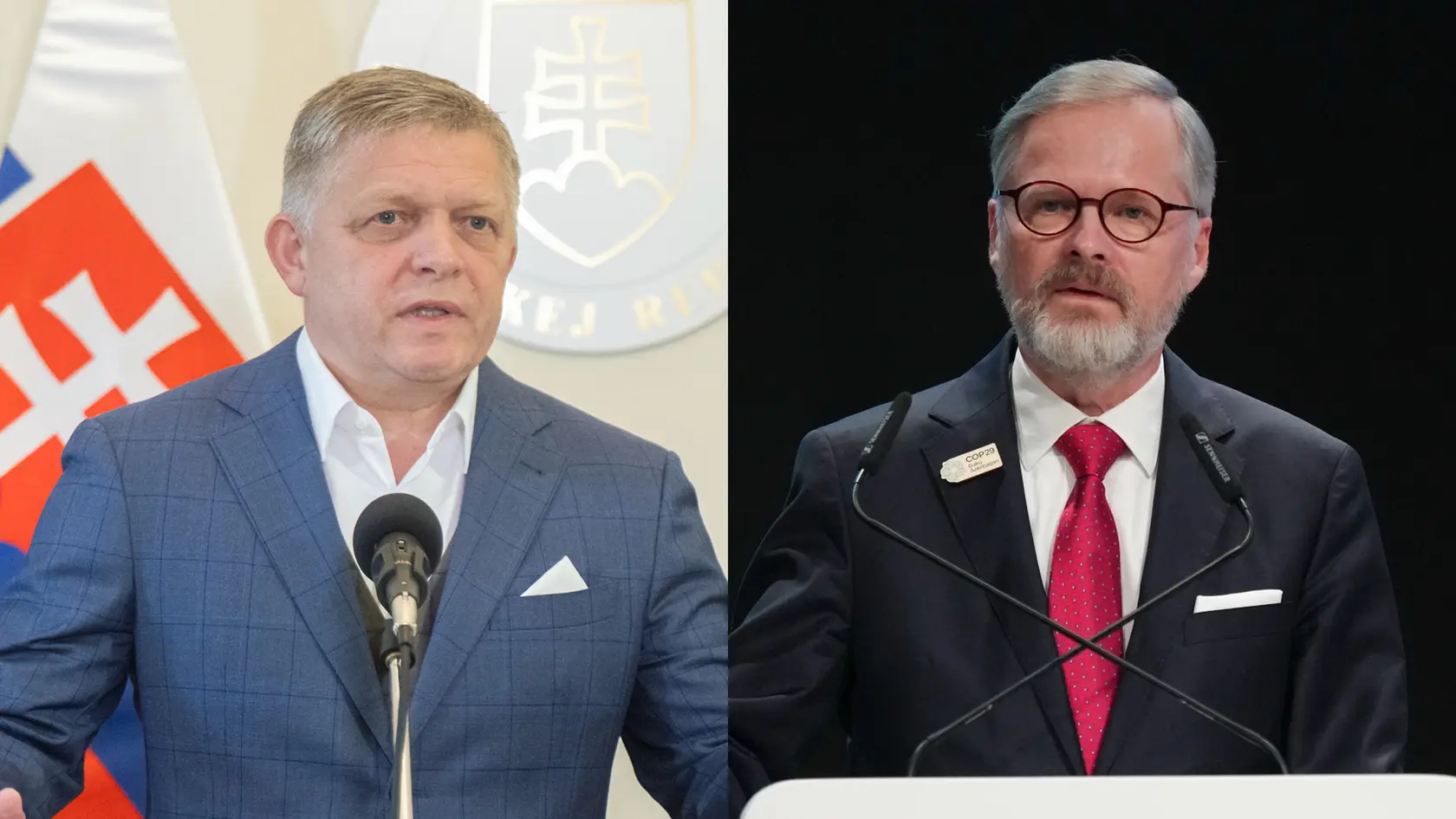 Na snímke Robert Fico a Petr Fiala.