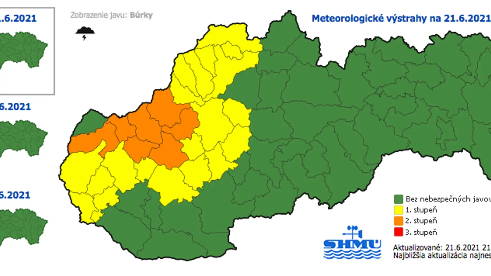 Búrky hrozia najmä na západe Slovenska.