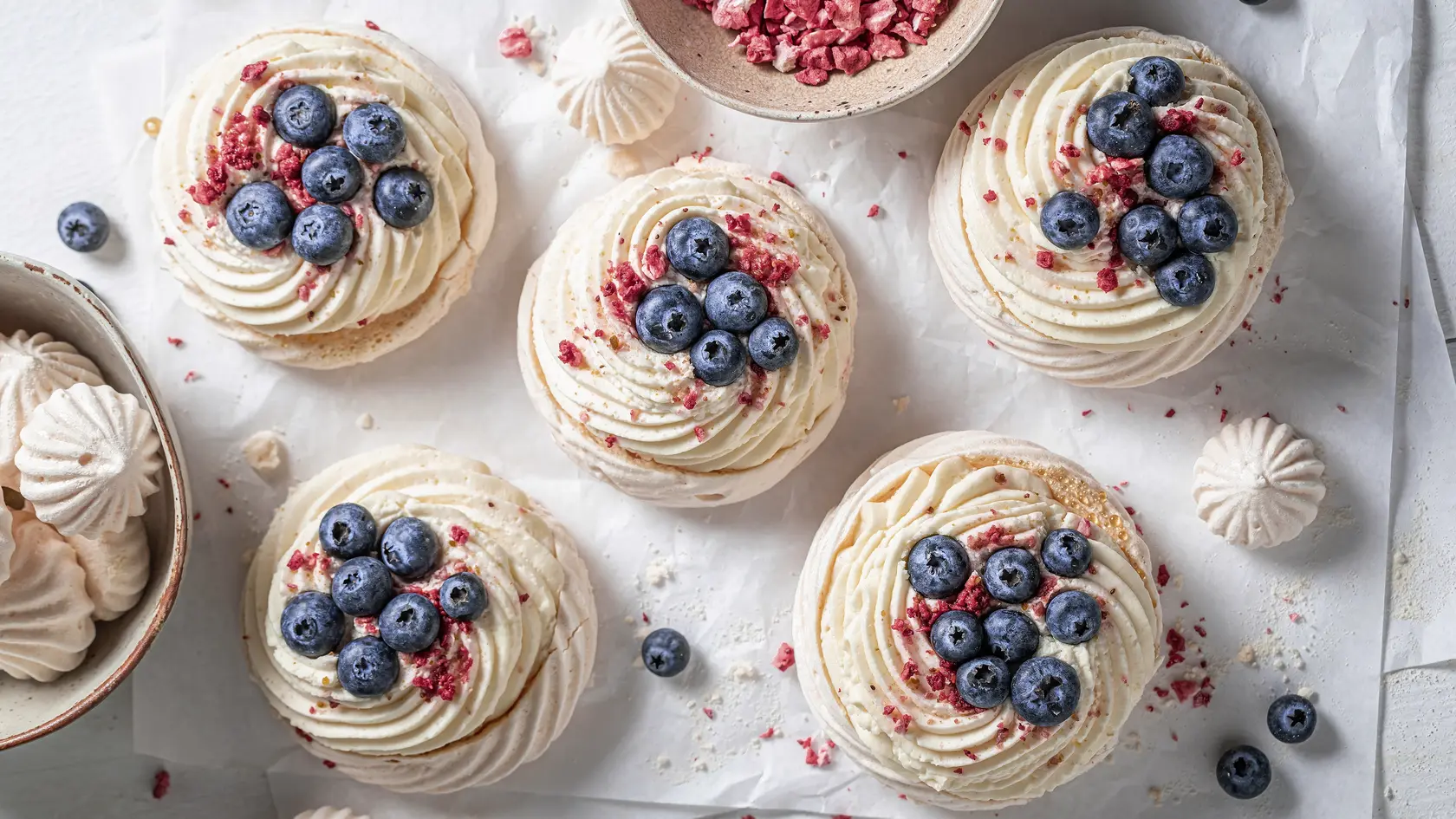 Mini pavlovky s mascarpone a ovocím