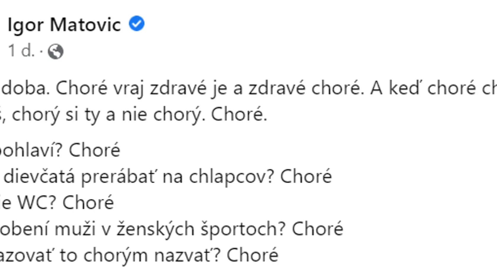 Igor Matovič si najnovšie zvolil novú tému. Po boji s korupciou a proti Richardovi Sulíkovi najnovšie útočí na LGBTI komunitu.