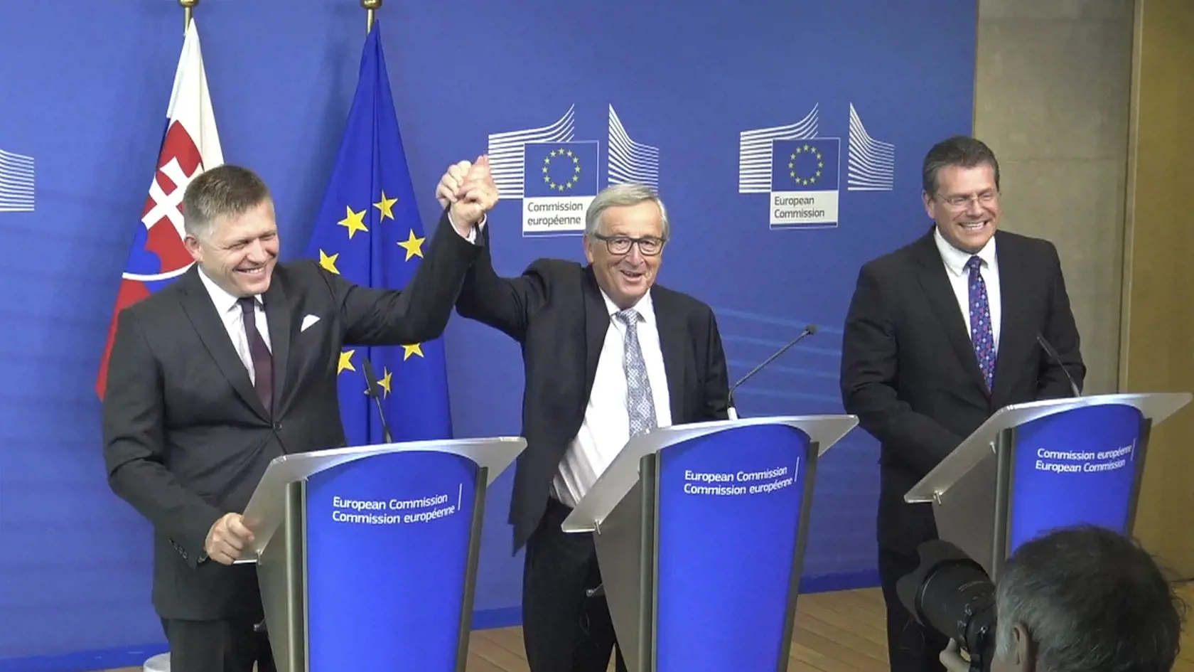 Robert Fico, Jean-Claude Juncker  Maroš  Šefčovič 