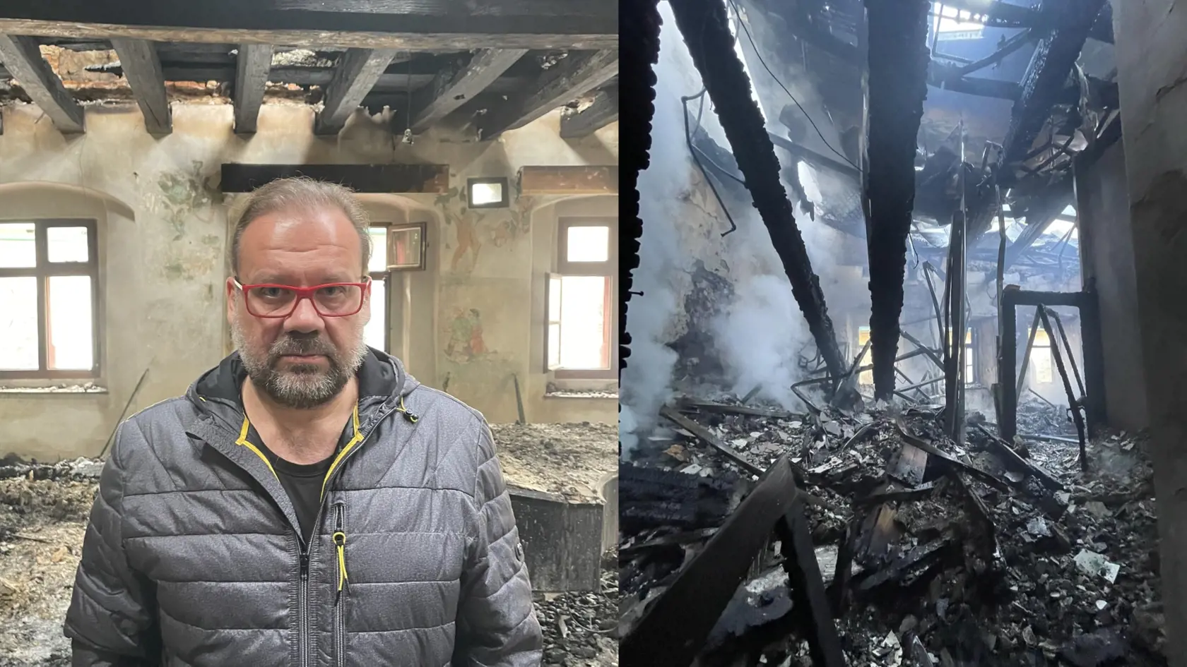 Od rozsiahleho požiaru v Banskej Štiavnici, ktorého plamene zasiahli 7 budov, ubehlo už niekoľko mesiacov, no vlastníci dotknutých objektov sa z tragédie stále spamätávajú. Na foto je spolumajiteľ Banky lásky Igor Brossmann.