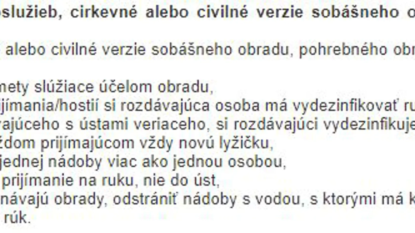 Odporúčania hlavného hygienika pre výkon bohoslužieb.