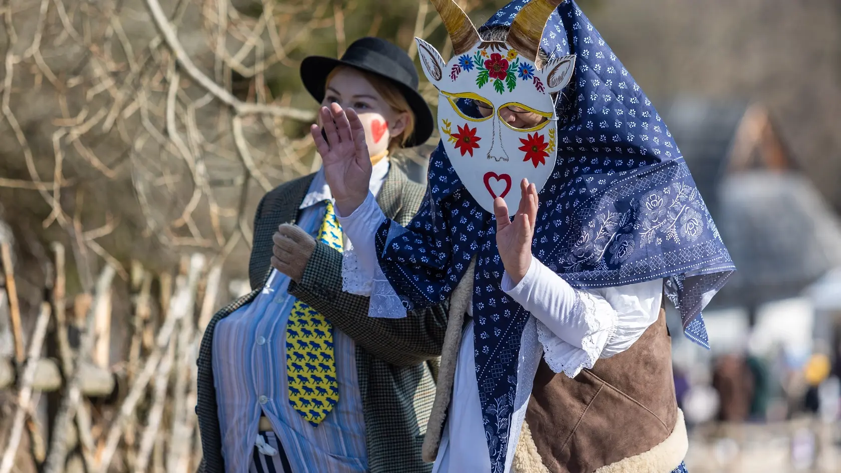 Na snímke fašiangové masky počas podujatia Už sa fašiang kráti v Múzeu slovenskej dediny v Martine v nedeľu 23. februára 2025.  FOTO TASR - Daniel Stehlík