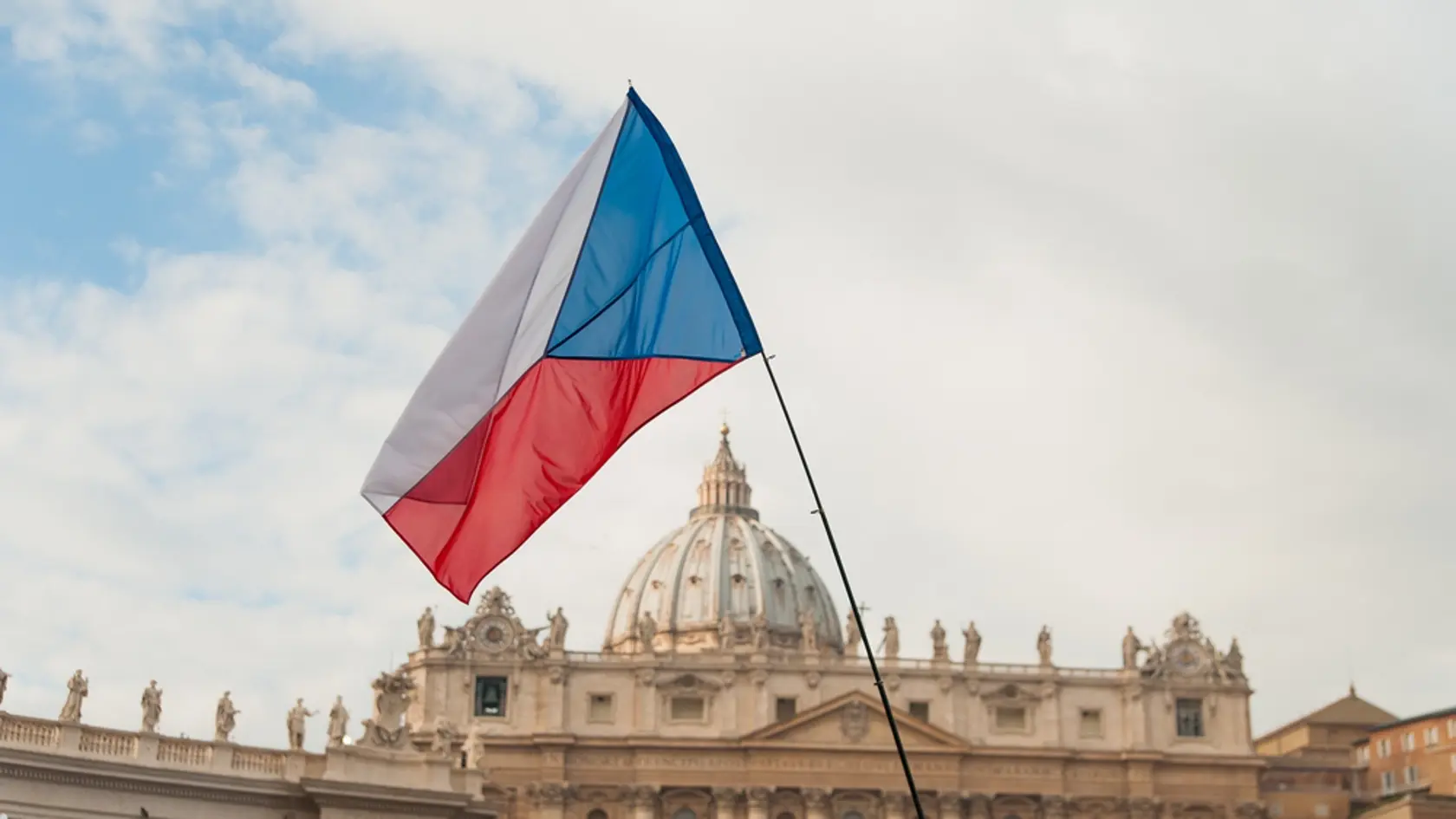 Czech,Flag,Waves,In,Saint,Peter,Square,In,Front,Of