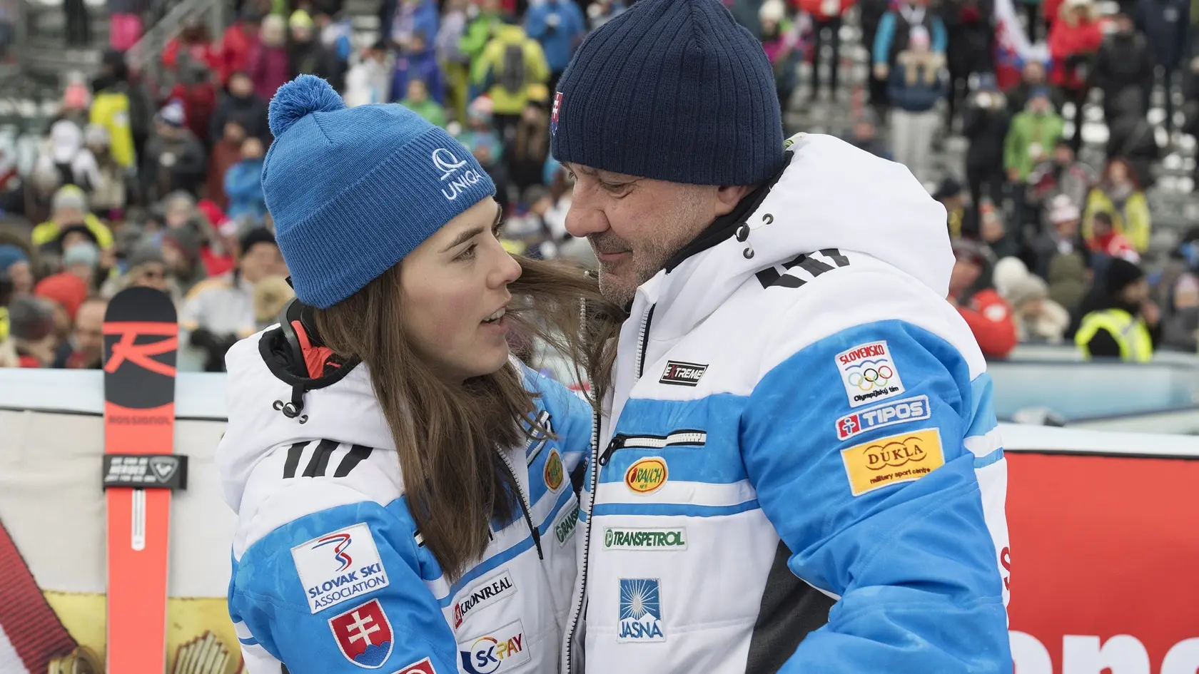 Slovenská lyžiarka Petra Vlhová a jej otec Igor Vlha.