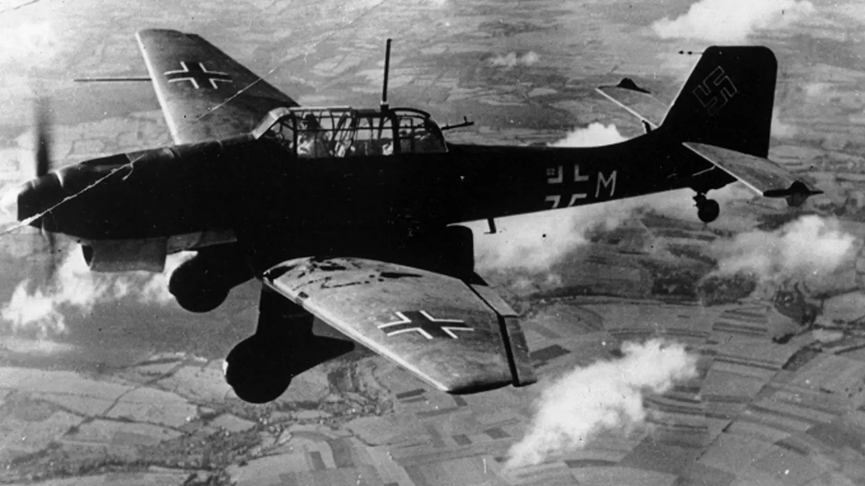 FILE - In this Nov. 1, 1940 file photo, a German dive bomber Junkers Ju 87 Stuka flies over an unknown location during World War II. A German military museum on Saturday, June 9, 2012 recovered the wreck of a Stuka dive bomber from the floor of the Baltic Sea, a rare remaining example of the plane that once wreaked havoc over Europe as part of the Nazis' war machine. (AP Photo, File)