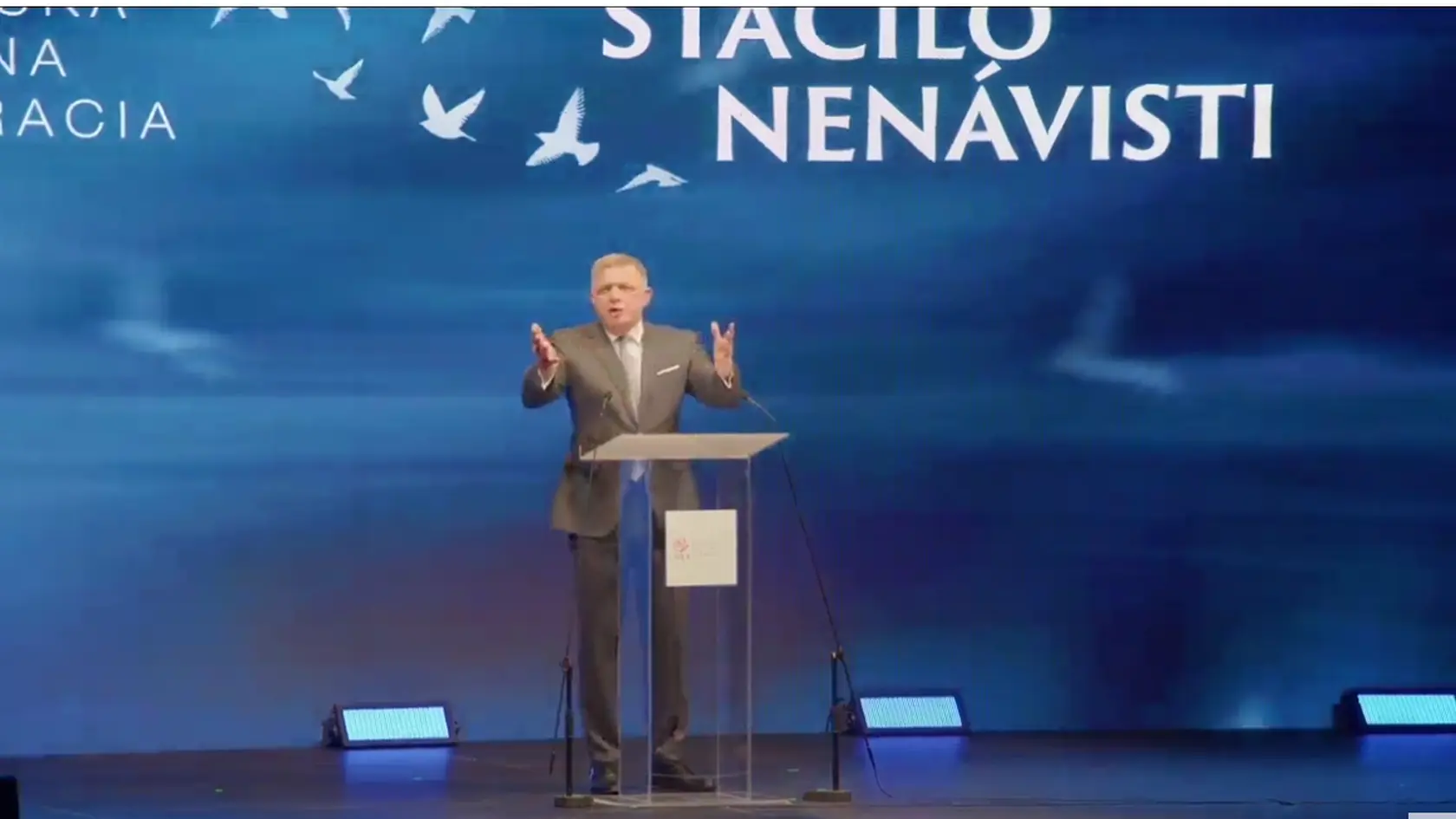 Robert Fico vystúpil s prejavom v Handlovej. 