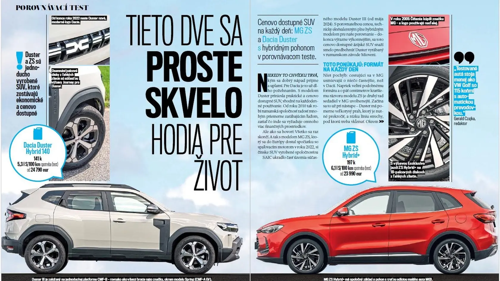 Porovnanie I Dacia Duster vs. MG ZS 