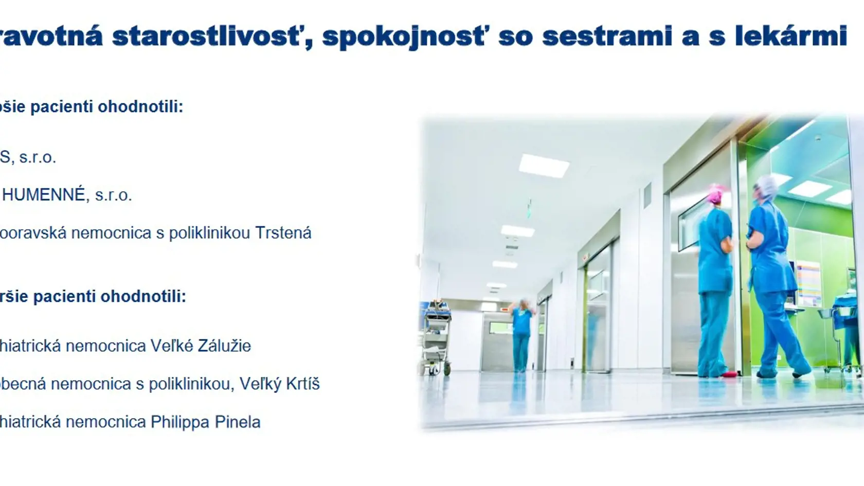 Rebríček nemocníc.