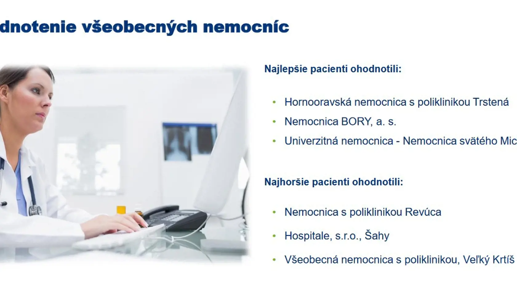 Rebríček nemocníc.