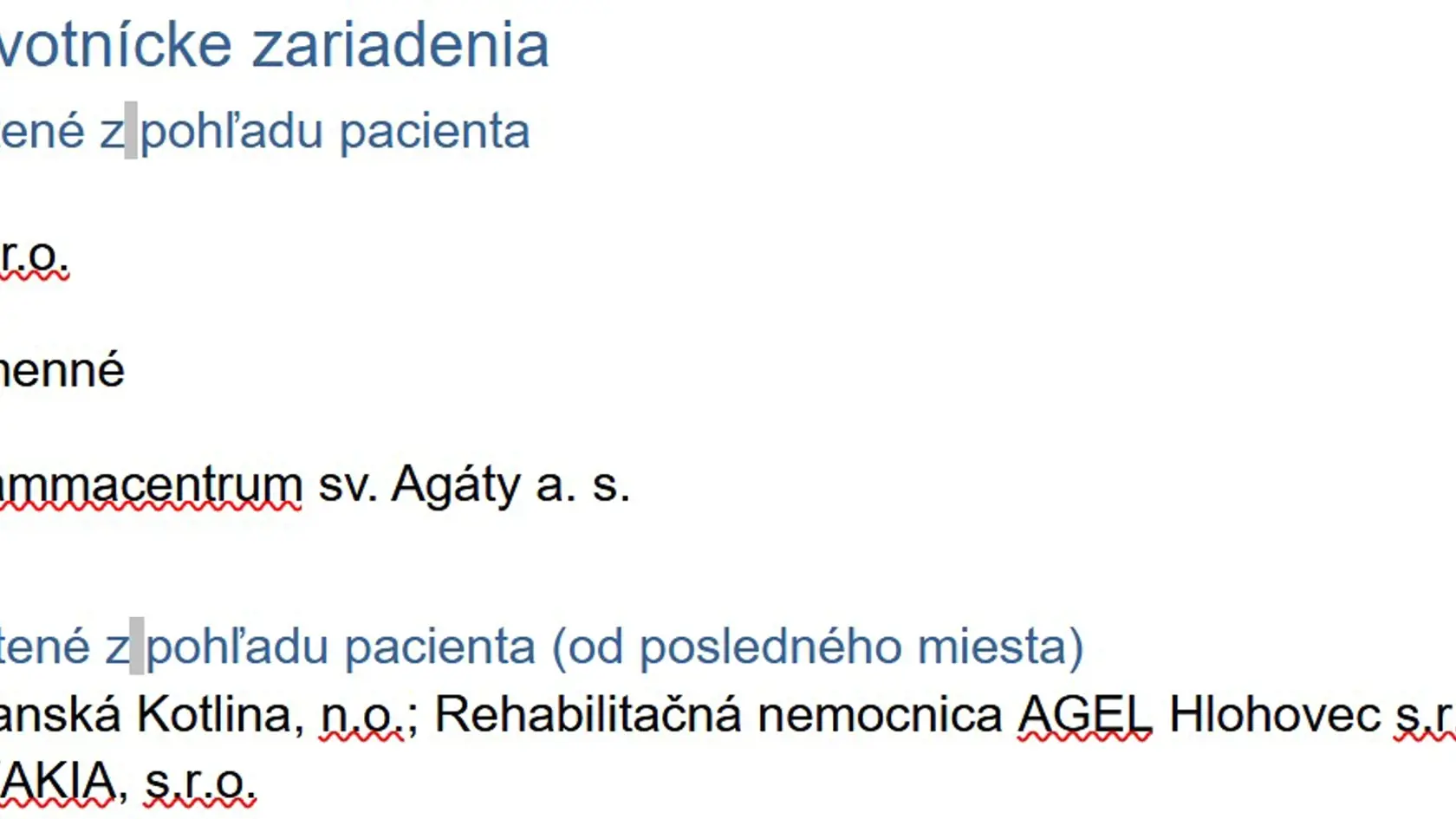 Najlepšie a najhoršie ostatné nemocnice.