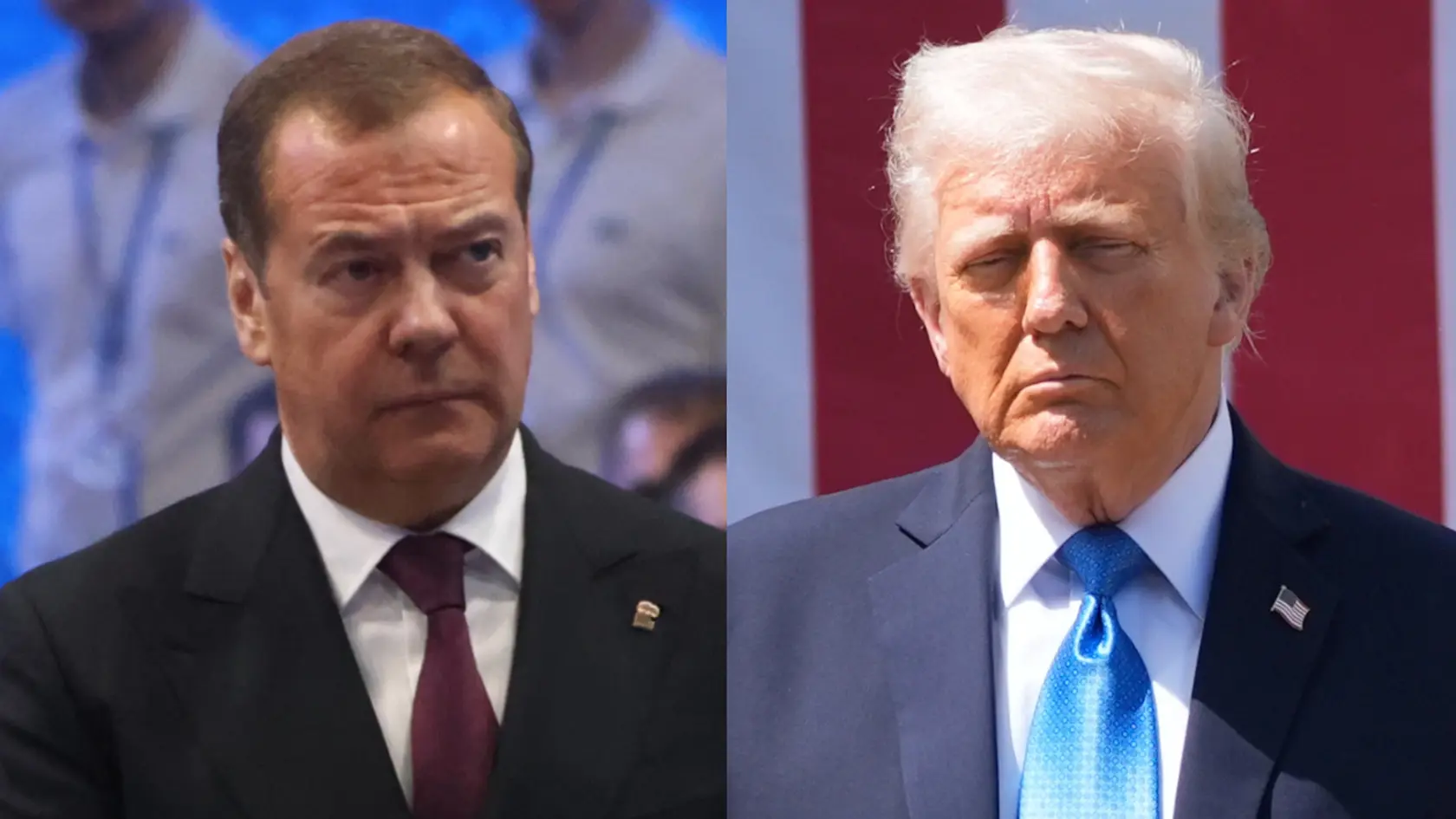 Ruský exprezident Dmitrij Medvedev a prezident USA Donald Trump.