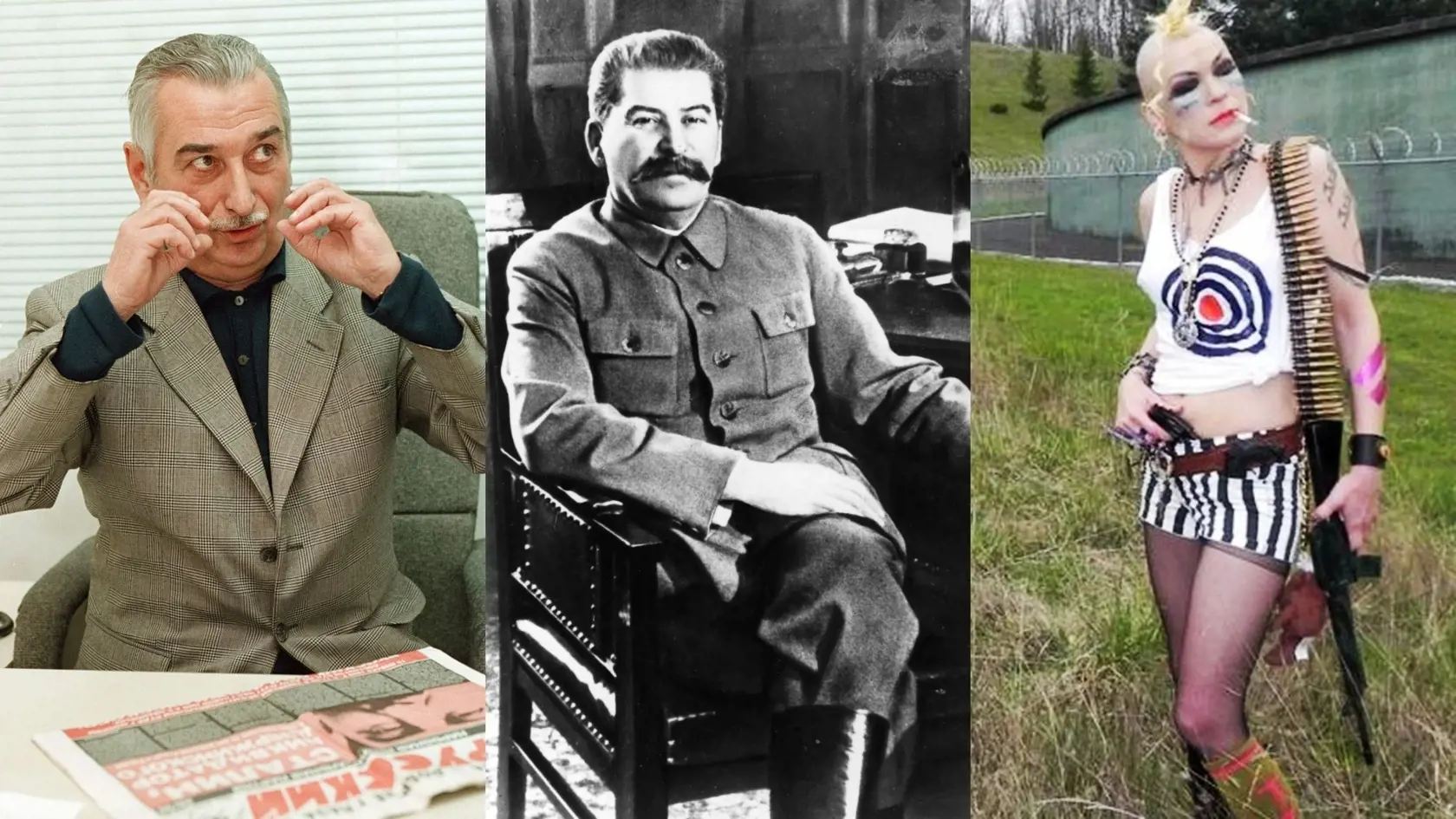 Zľava: Stalinov vnuk Jevgenij Džugašvili († 80), Josif Stalin a Stalinova vnučka Chrese Evansová (49),