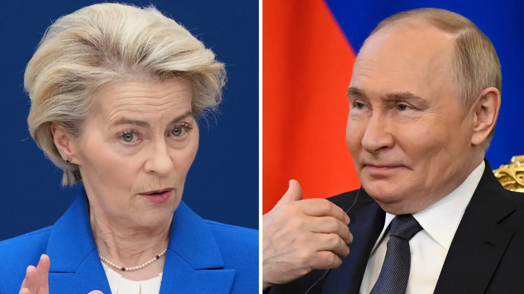Predsedníčka Európskej komisie Ursula von der Leyenová a ruský prezident Vladimir Putin.