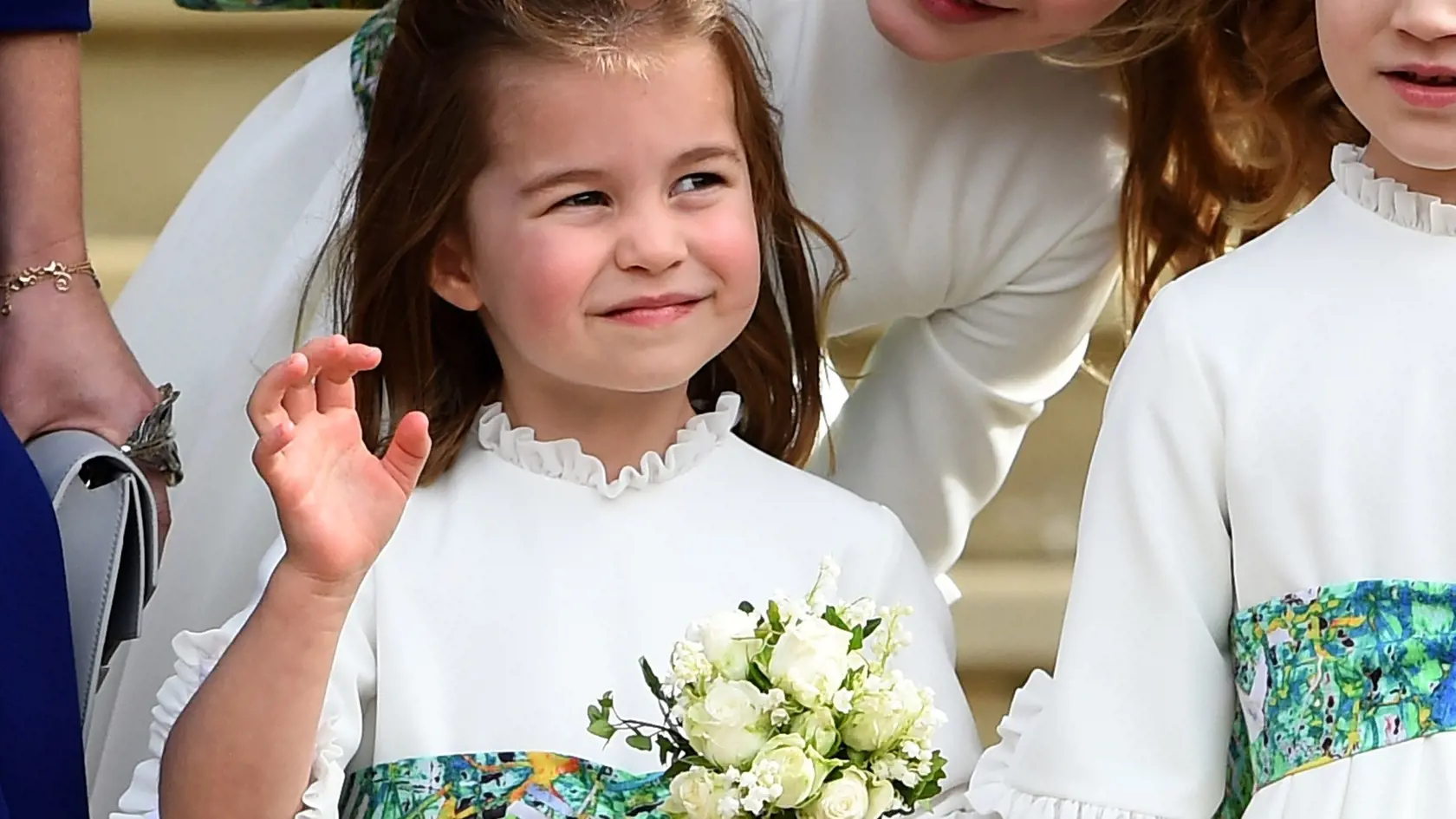 Charlotte ako družička na svadbe princeznej Eugenie.