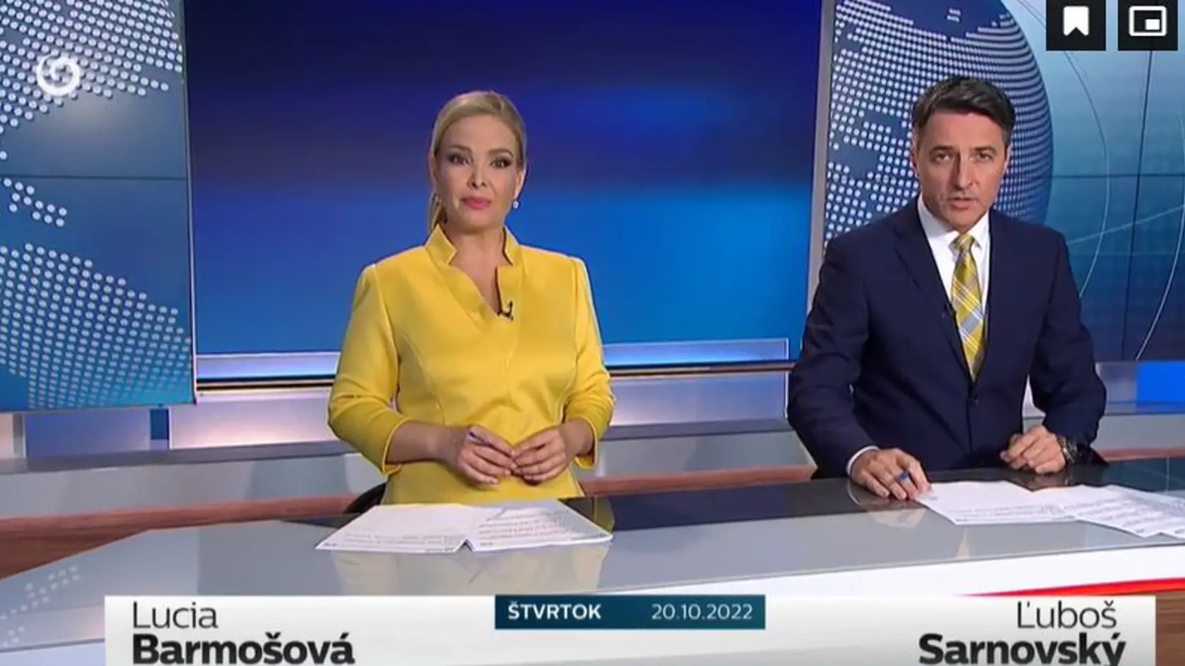 20. 10. 2022: Tehotná Lucia Barmošová počas moderovania správ na JOJ.