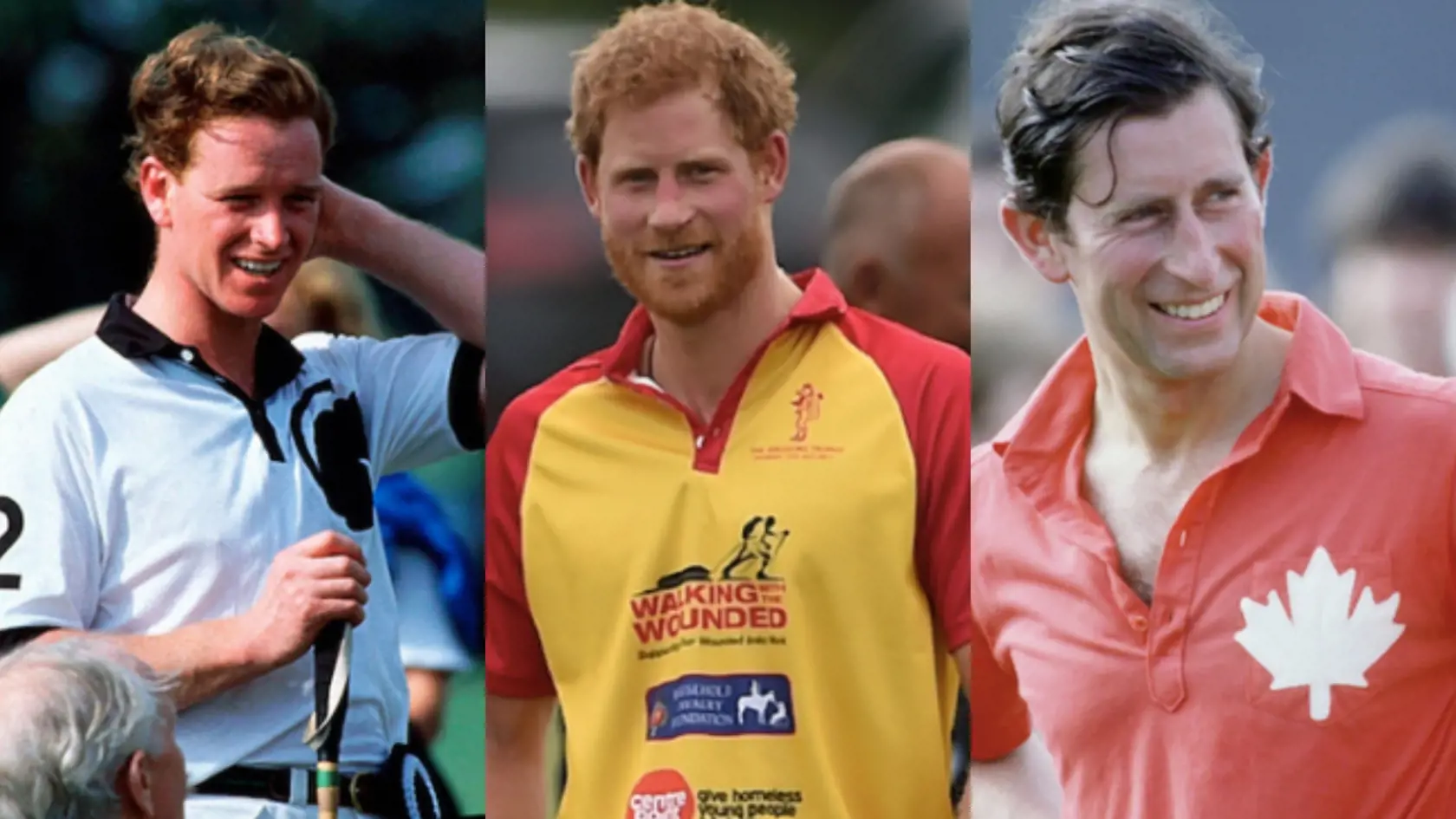 Údajnú otec James Hewitt (vľavo), princ Harry a princ Charles (vpravo).