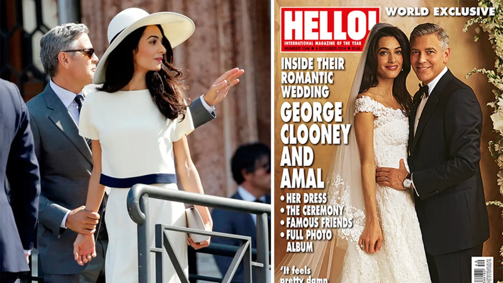 George Clooney a Amal Alamuddin: Vľavo outfity na civilný obrad a vpravo na ten slávnostný.