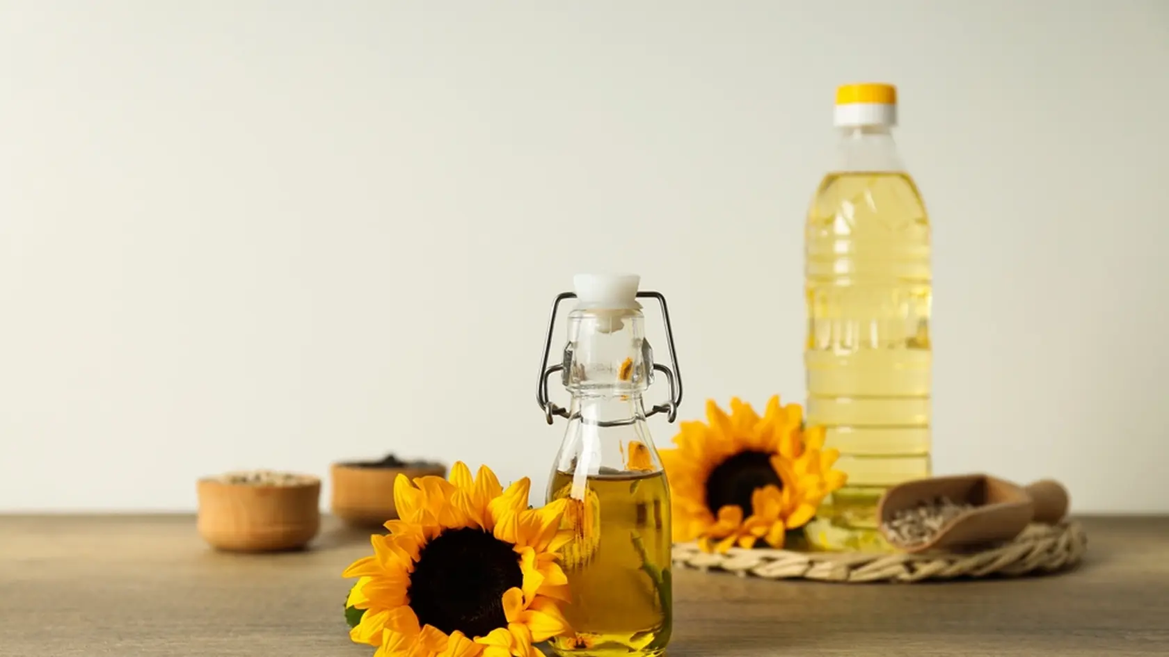 Concept of ingredients for cooking - Sunflower oil