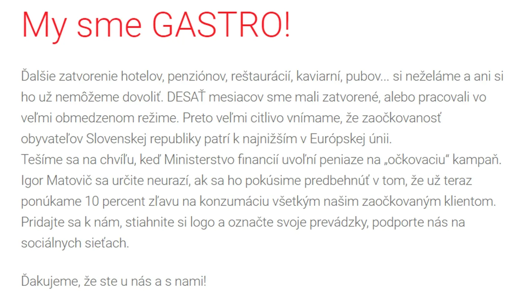 Reštaurácie ponúkajú špeciálnu zľavu pre zaočkovaných.