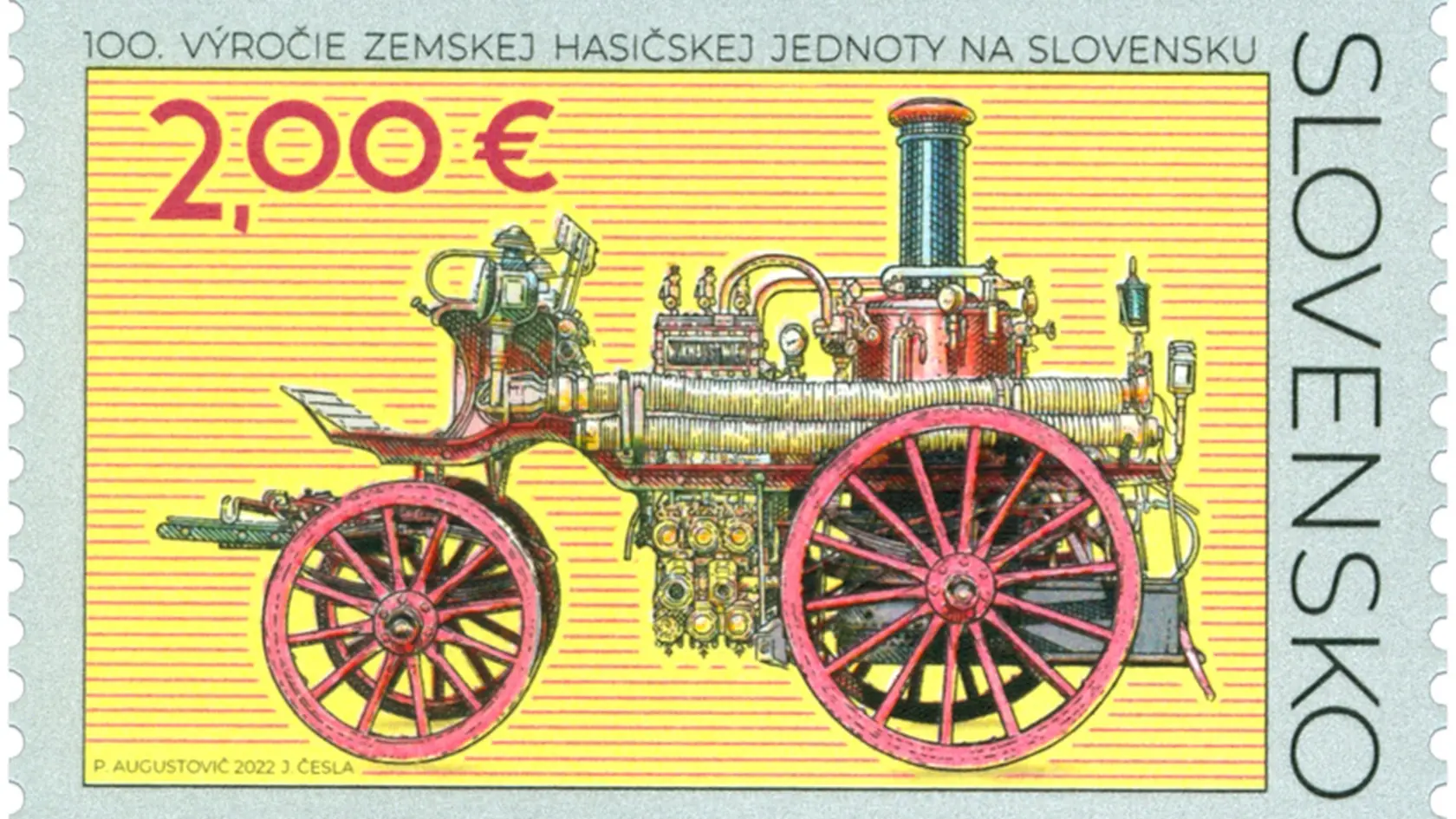 Slovenská pošta vydala známku k "100. výročiu Zemskej hasičskej jednoty na Slovensku".