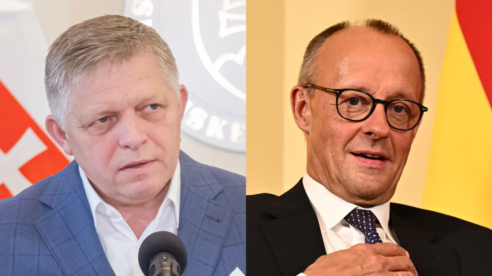 Na snímke Robert Fico a Friedrich Merz.