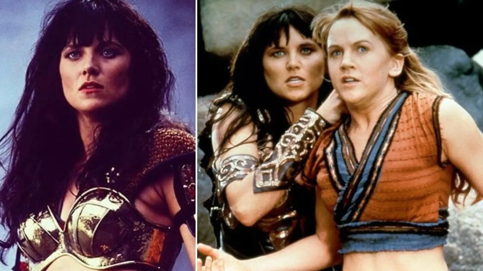 Odvážne seriálové hrdinky Xena a Gabrielle (vpravo), ako si ich pamätáme.

