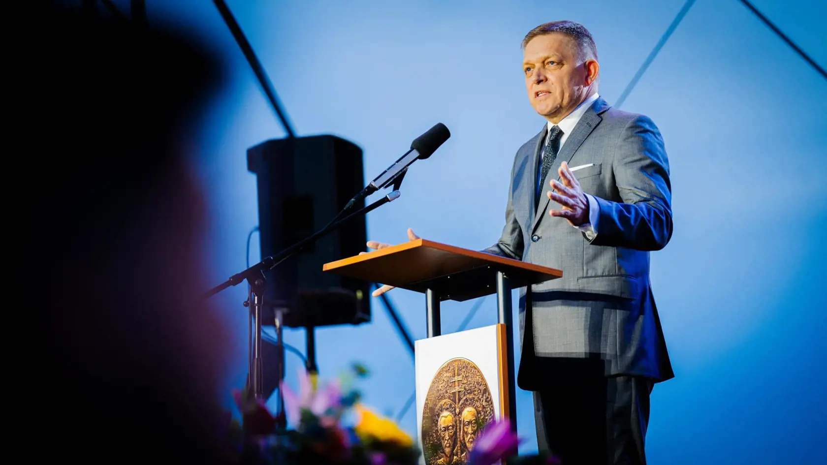 Prvý verejný prejav premiéra Roberta Fica počas celonárodných osláv1161. výročia príchodu svätých Cyrila a Metoda na hrade Devín.