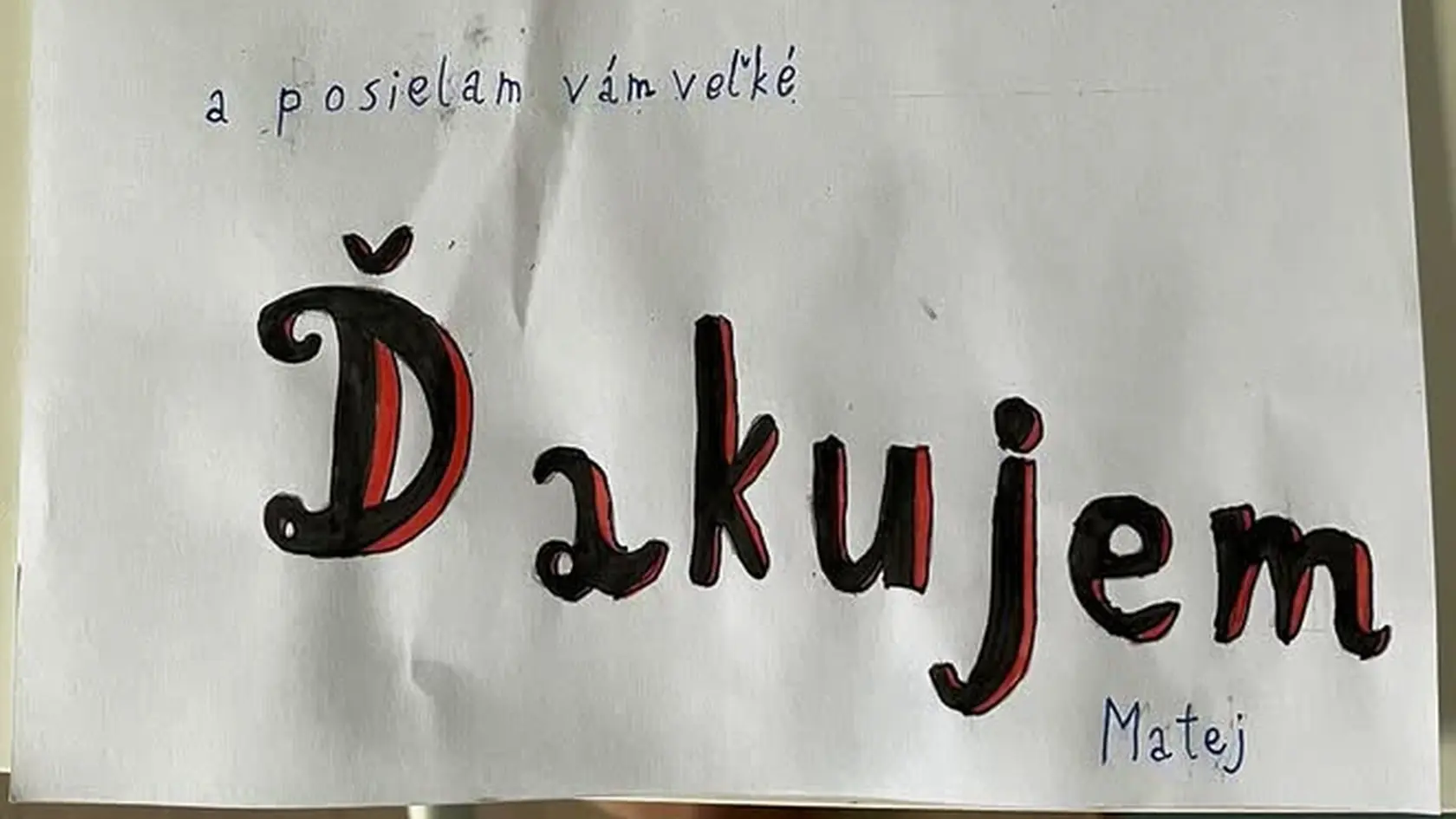 Do súkromnej správy na Facebooku dostali policajti ďakovný list od Mateja.