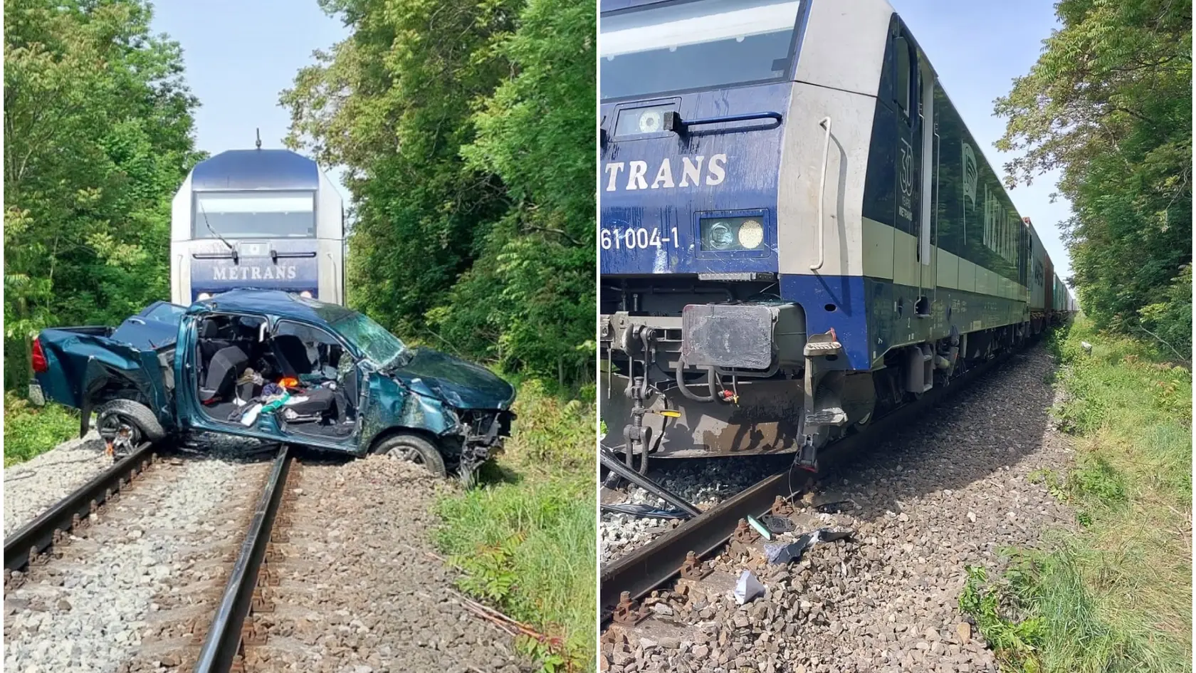 Vlak tlačil pred sebou osobné auto niekoľko metrov.