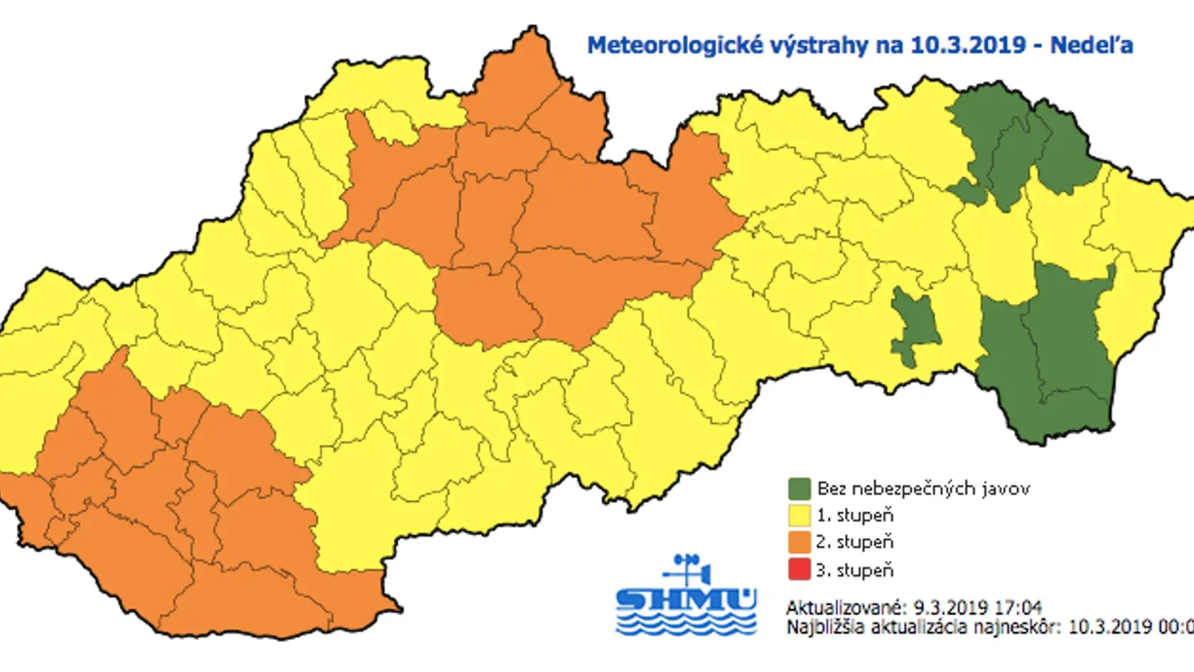 Výstrahy pred vetrom na nedeľu.