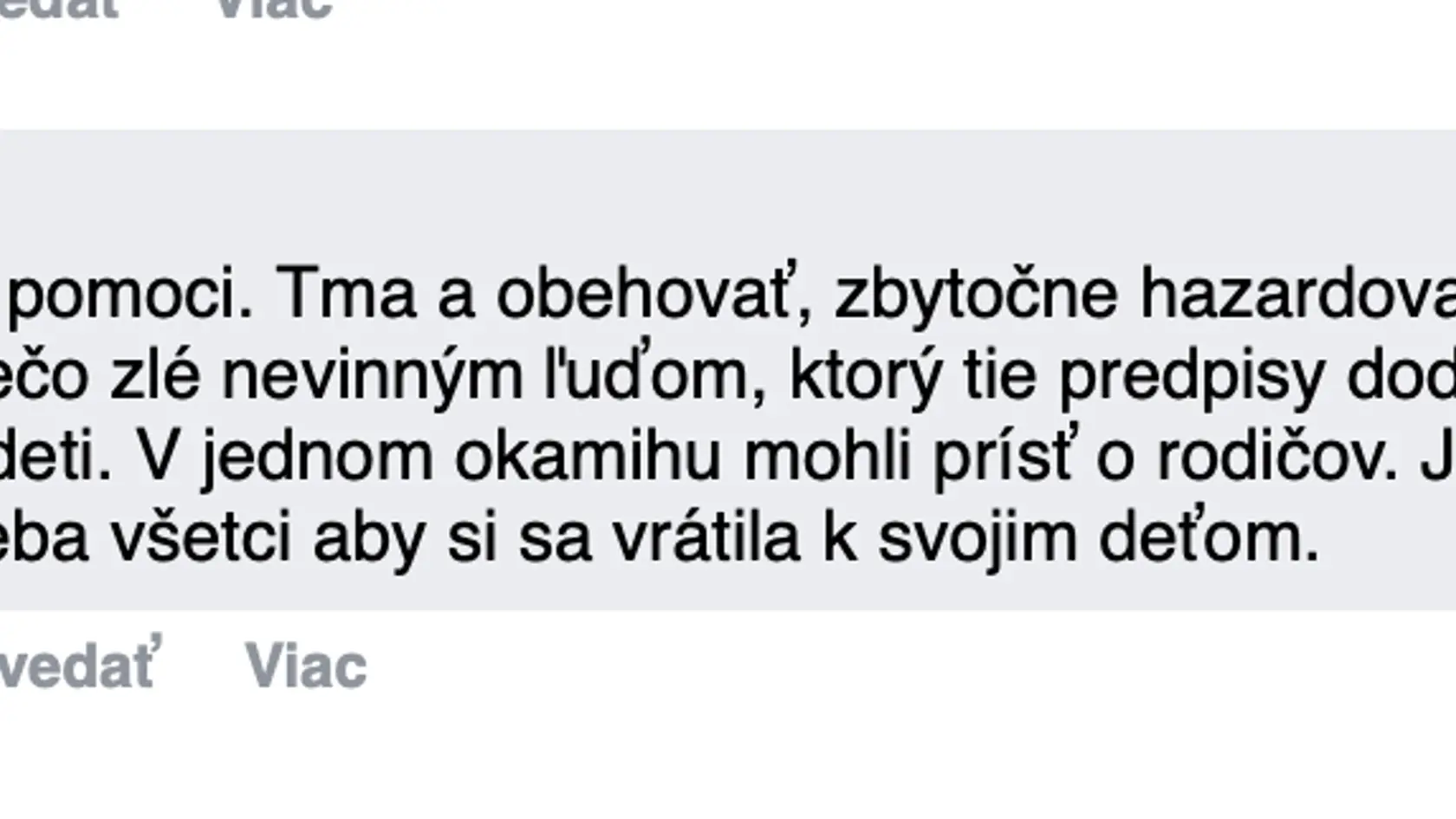 Vyjadrenie zo sociálnej sieti k druhým účastníkom nehody.