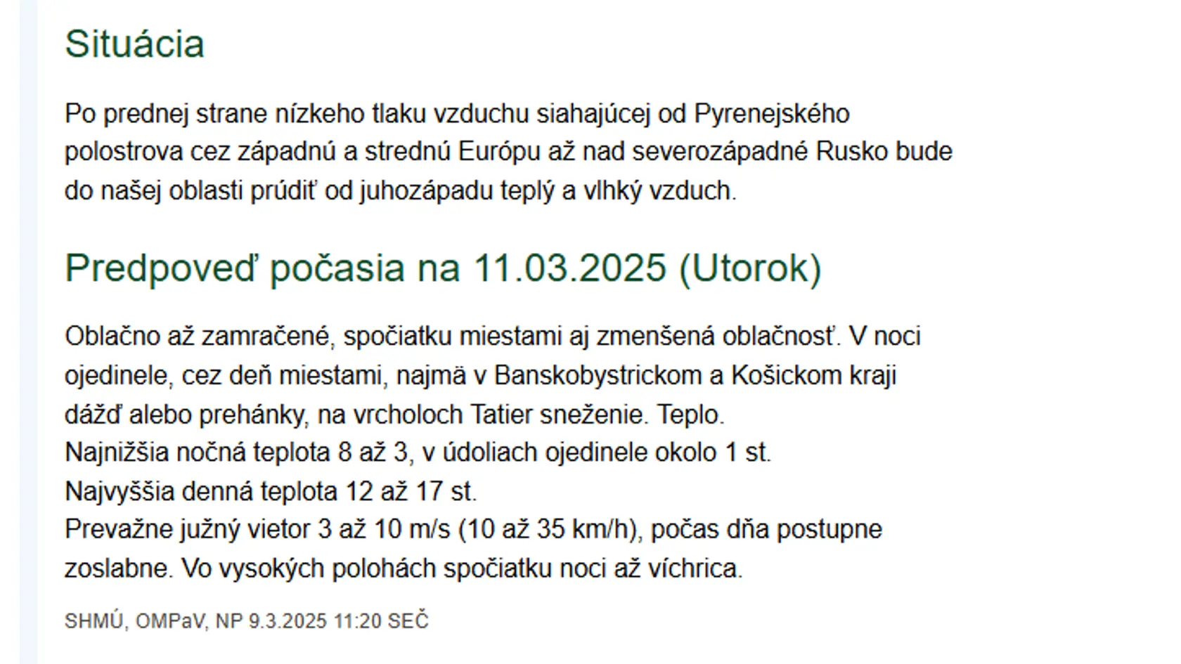 Predpoveď SHMÚ: Aké bude počasie počas najbližších dní?