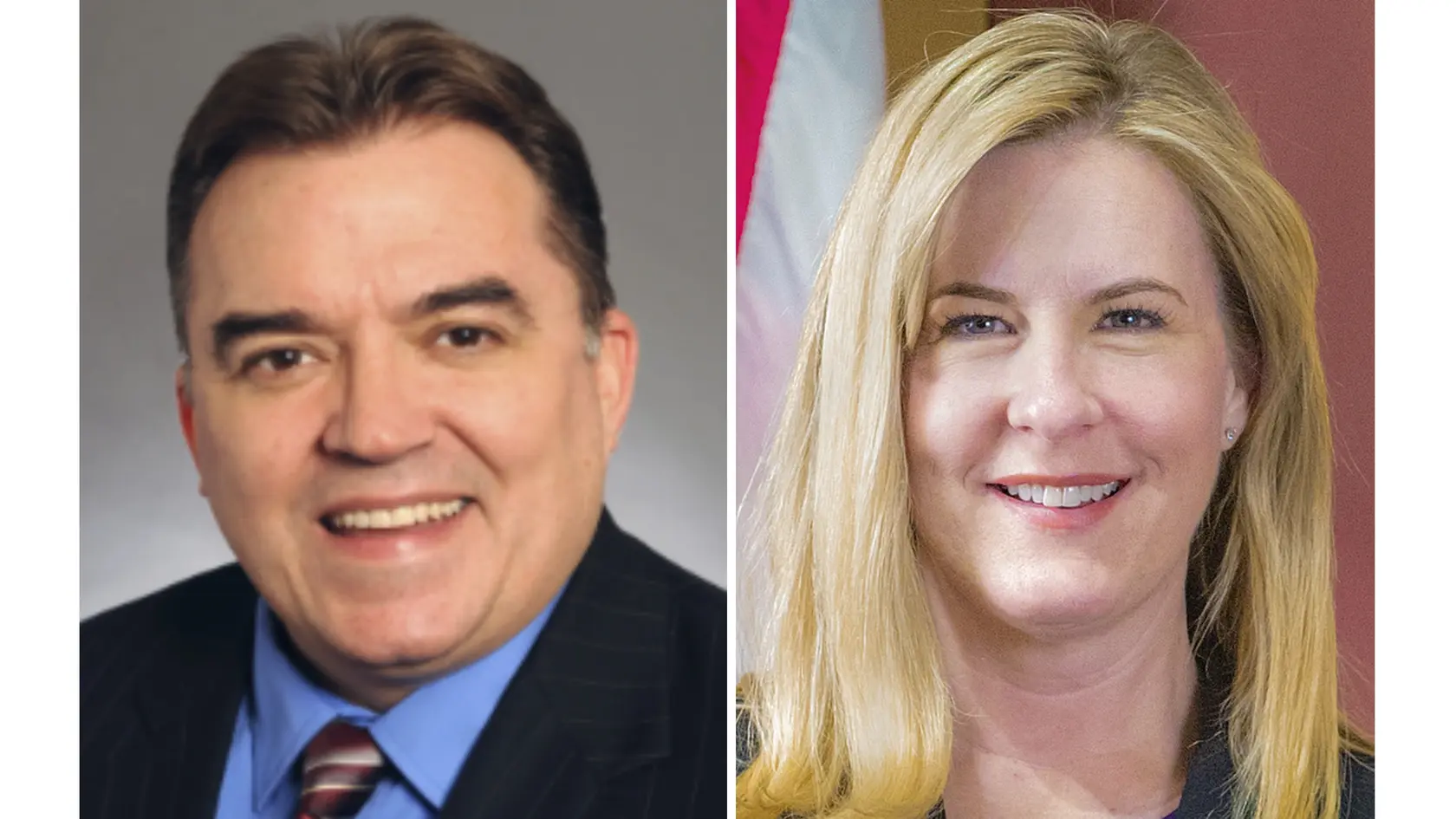 Na kombosnímke senátor štátu Minnesota John Hoffman a Melissa Hortmanová.