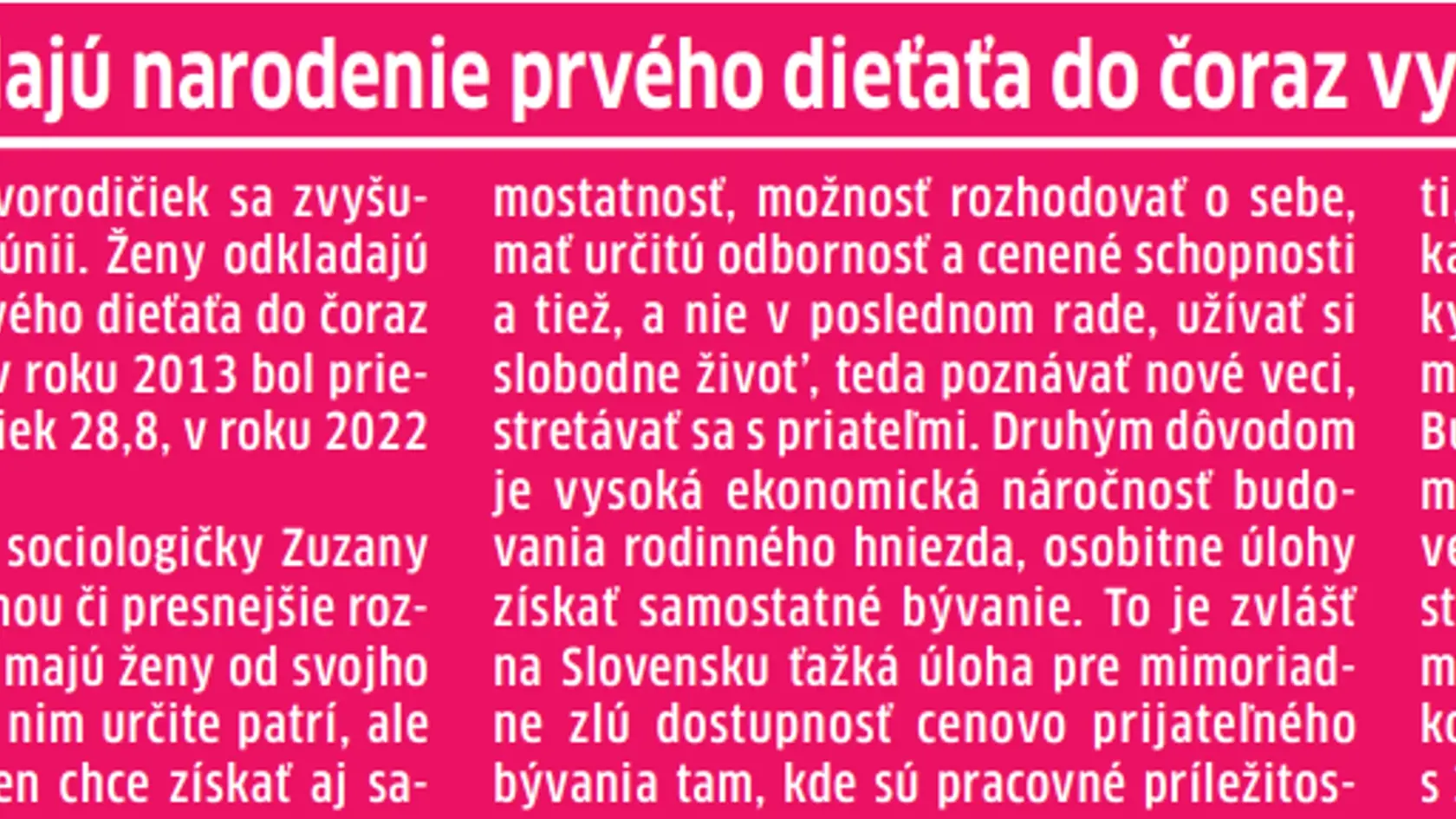 Ženy odkladajú materstvo
