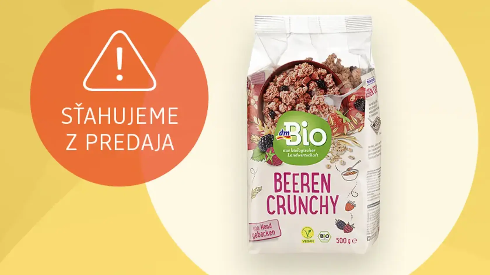 Oznámenie o stiahnutí z predaja: dmBio chrumkavé müsli s bobuľovým ovocím, 500 g