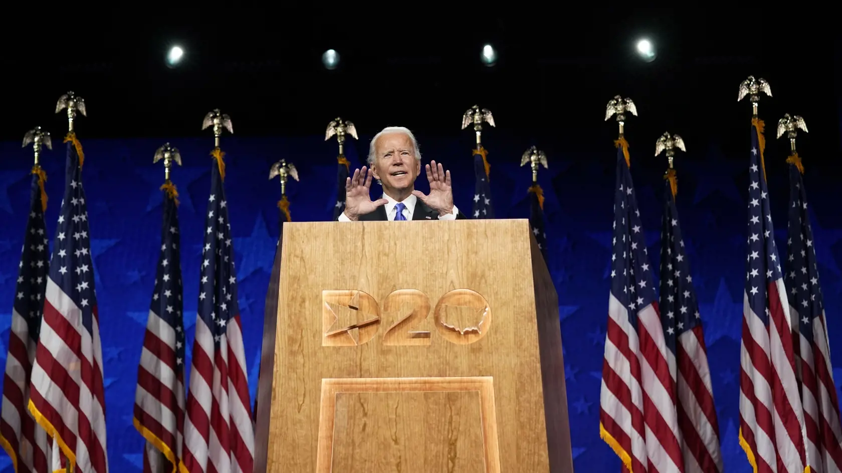 EBE 4 Wilmington - Na snímke bývalý americký viceprezident Joe Biden reční v posledný deň štvordňového nominačného snemu Demokratickej strany vo Wilmington americkom štáte Delaware vo štvrtok 20. augusta 2020. Biden oficiálne prijal nomináciu Demokratickej strany na prezidenta Spojených štátov. FOTO TASR/AP
Democratic presidential candidate former Vice President Joe Biden speaks during the fourth day of the Democratic National Convention, Thursday, Aug. 20, 2020, at the Chase Center in Wilmingto