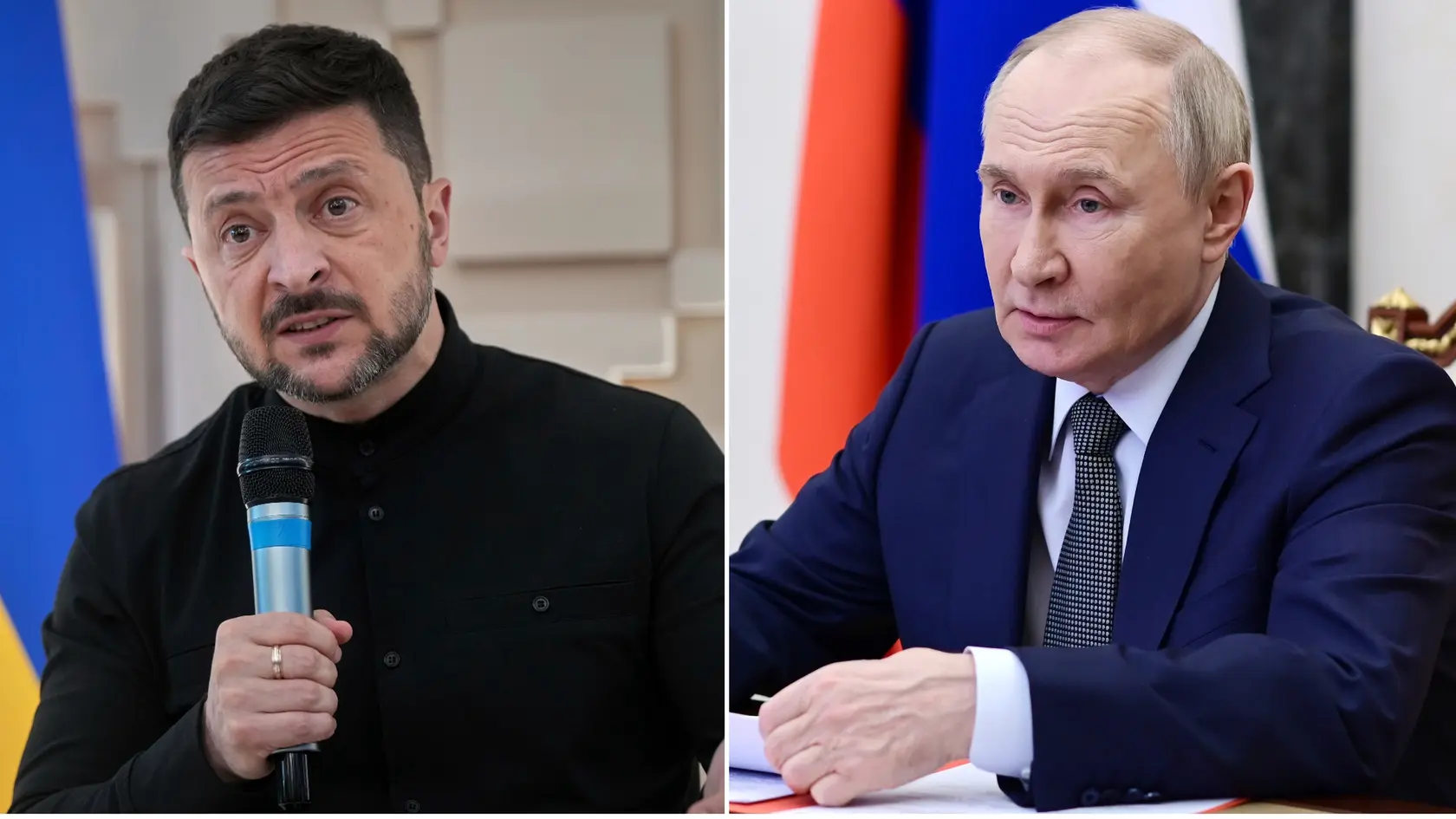 Volodymyr Zelenskyj a Vladimir Putin.