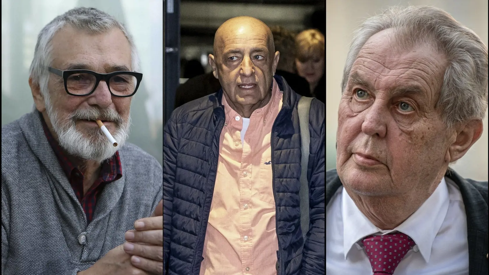 Herec Jiří Bartoška, podnikateľ Fedor Flašík, bývalý český prezident Miloš Zeman.