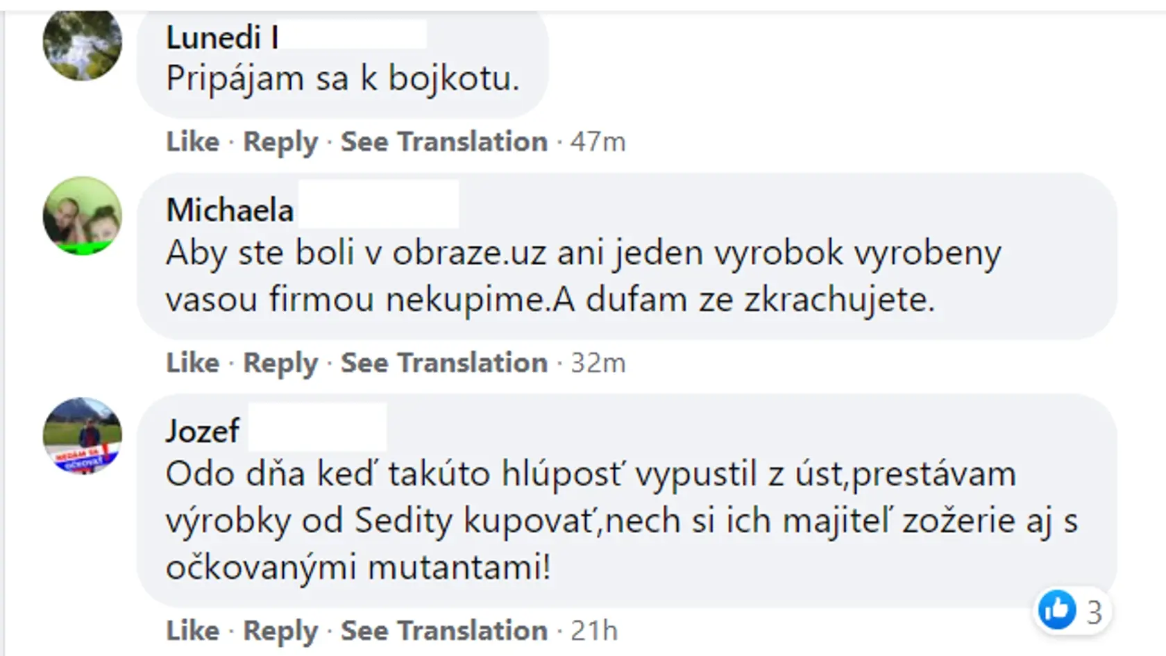 Komentáre Slovákov k výroku majiteľa Sedity.